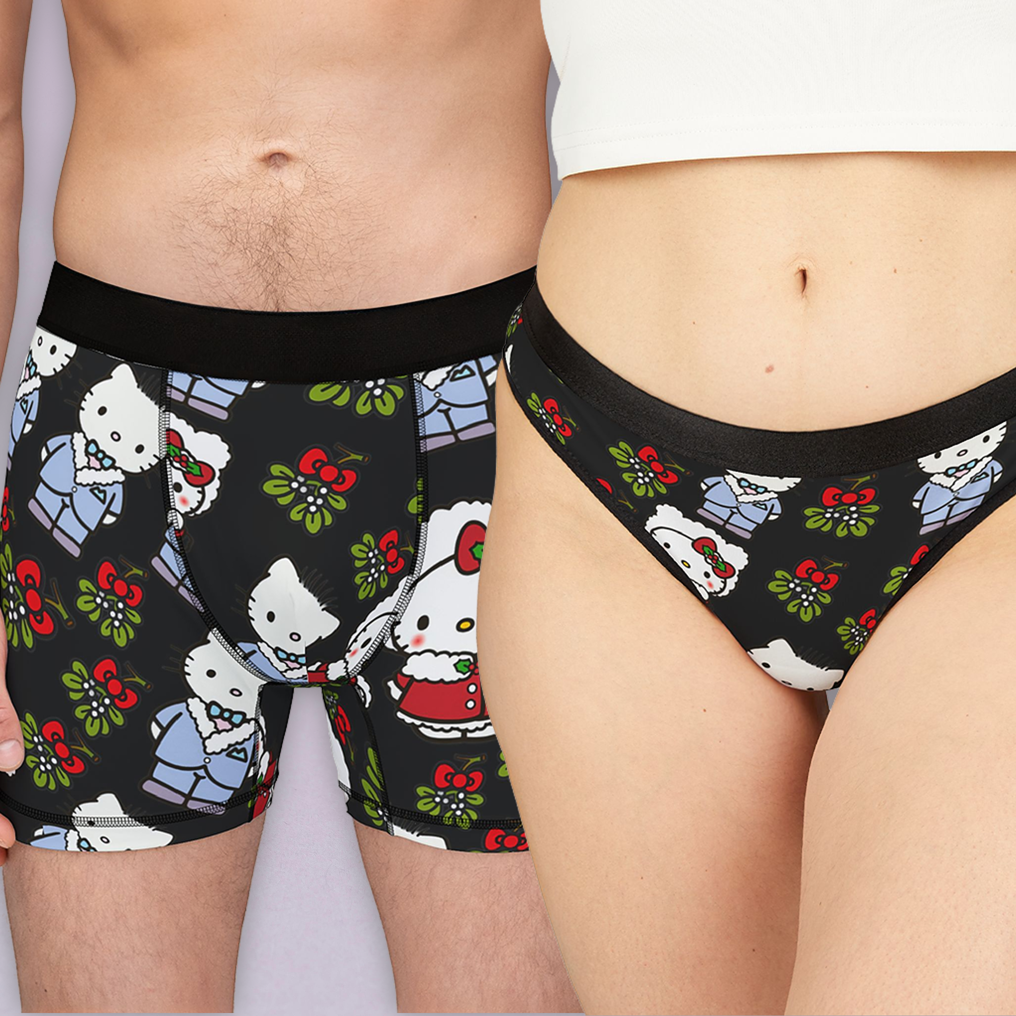 Couples matching  kitty wedding valentine underwear set boxer and thong