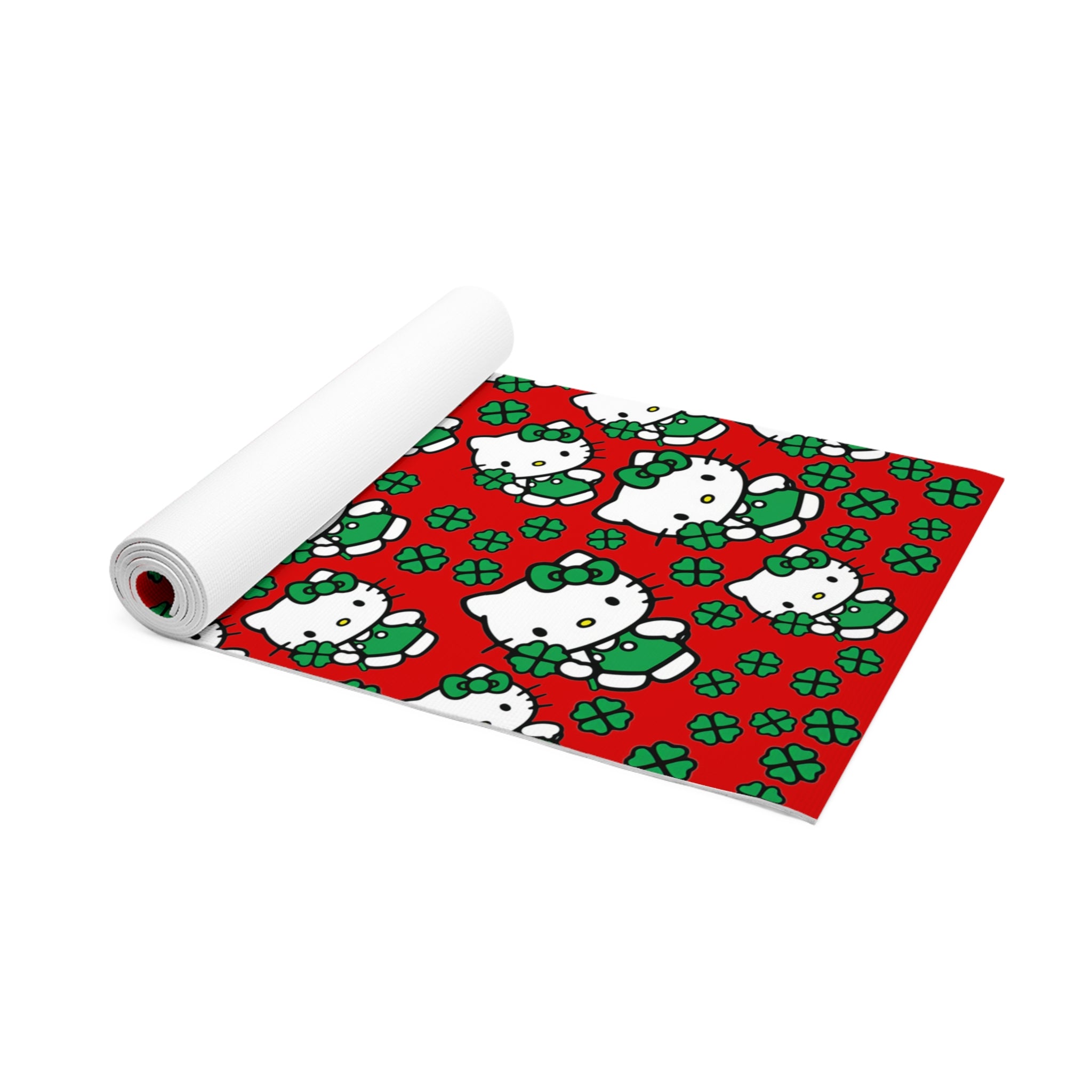 Foam yoga mat kitty saint patrick lucky red