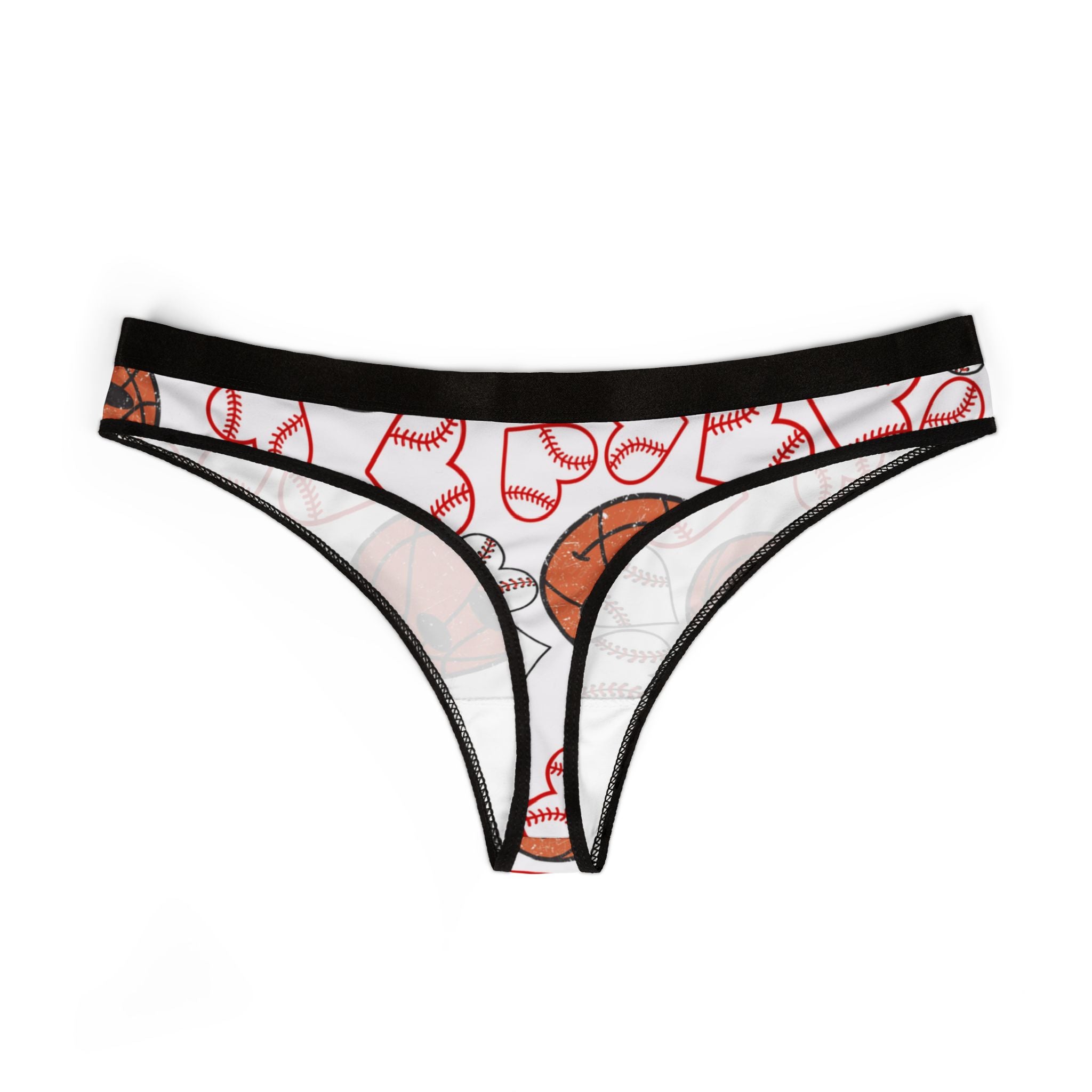 Women's thongs BasketBall hearts valentine white