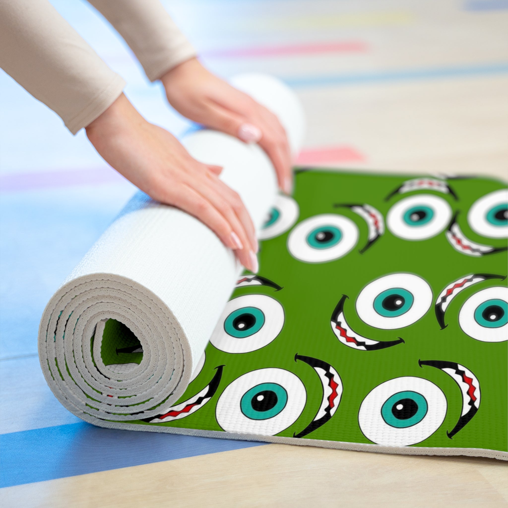 Foam yoga mat mike wazowski green