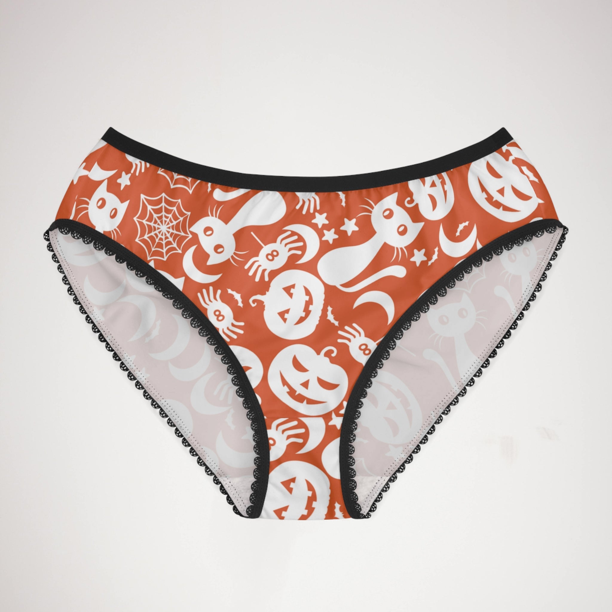 Women's briefs halloween pumpkin spider web orange