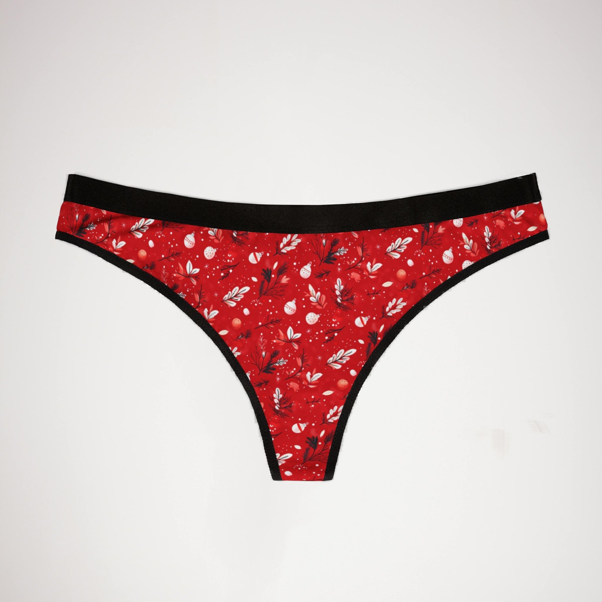 Women's thongs red coquette christmas one