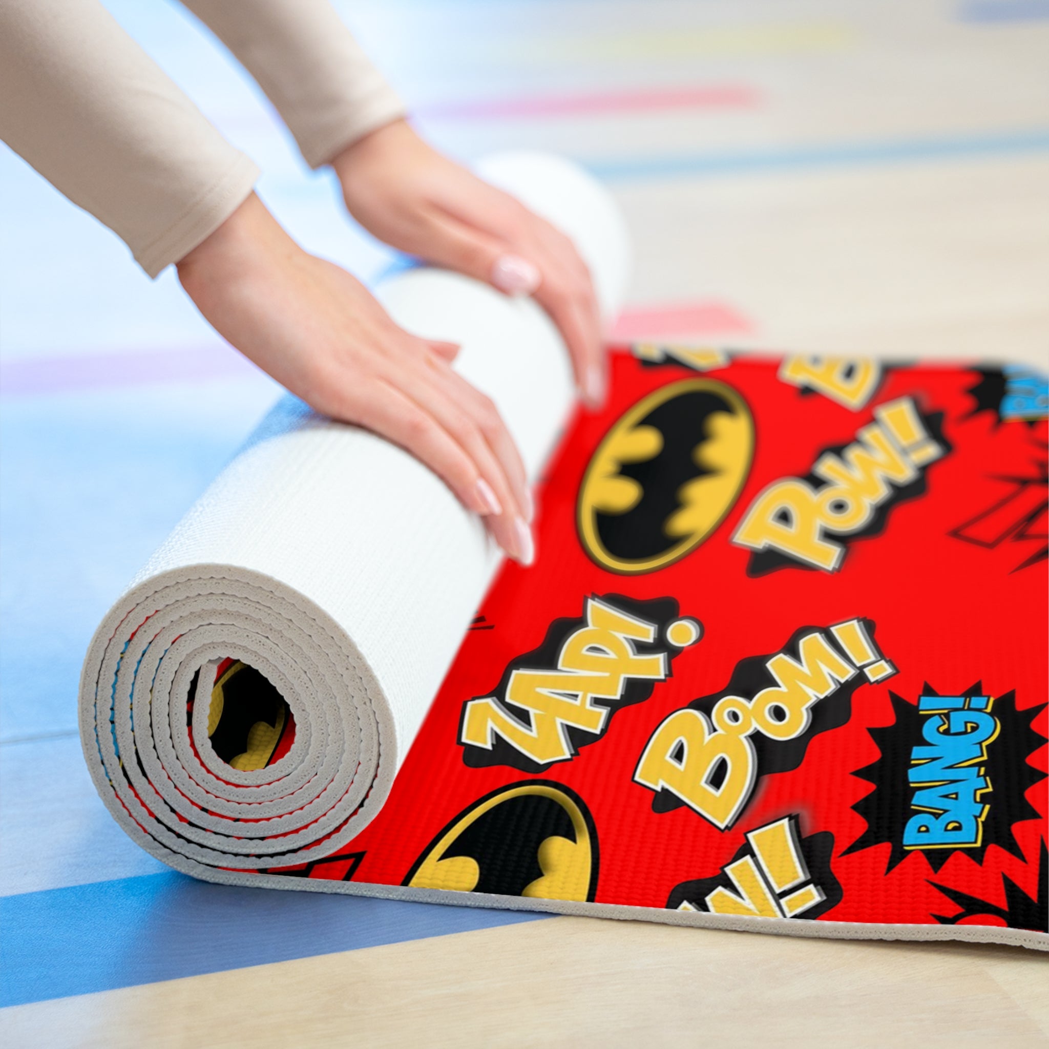 Foam yoga mat batman sounds red