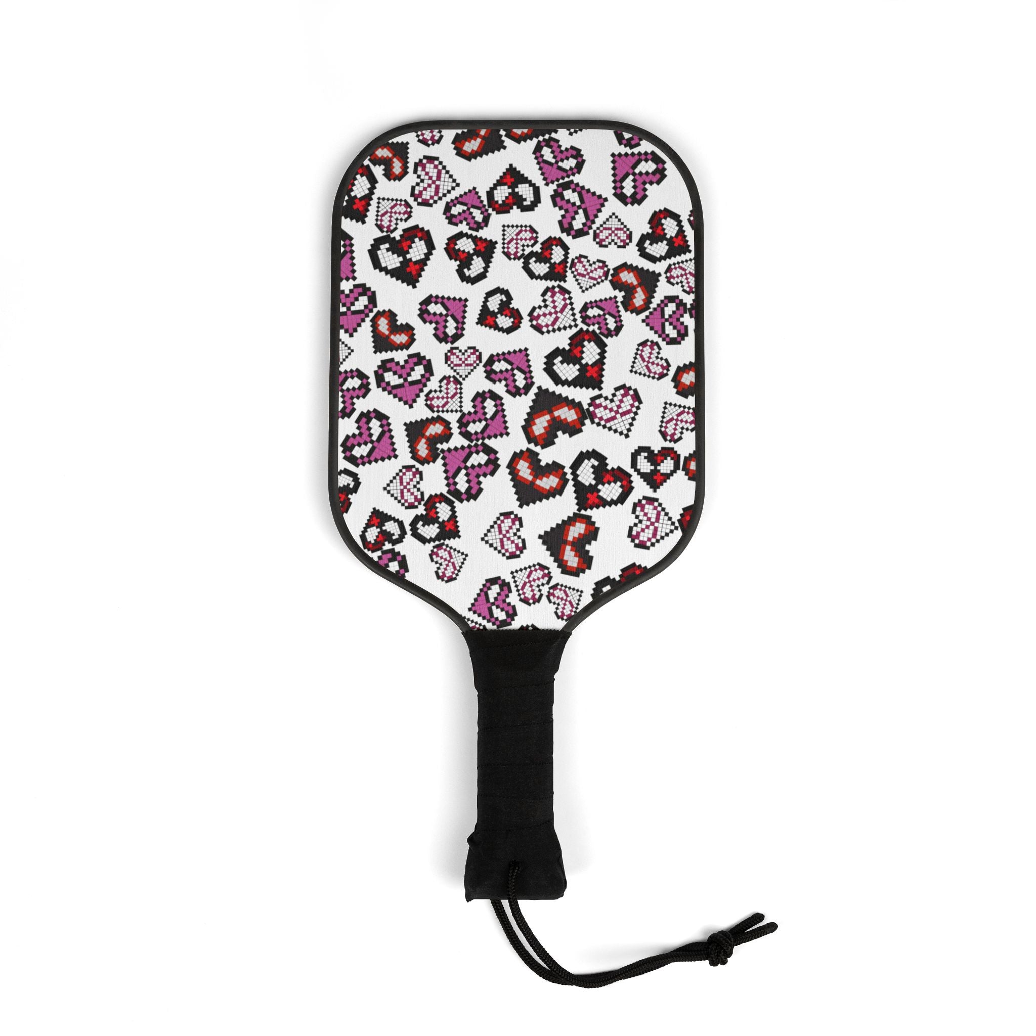 Pickleball kit (2 paddles + 2 balls + transparent bag) spider hearts pixel white