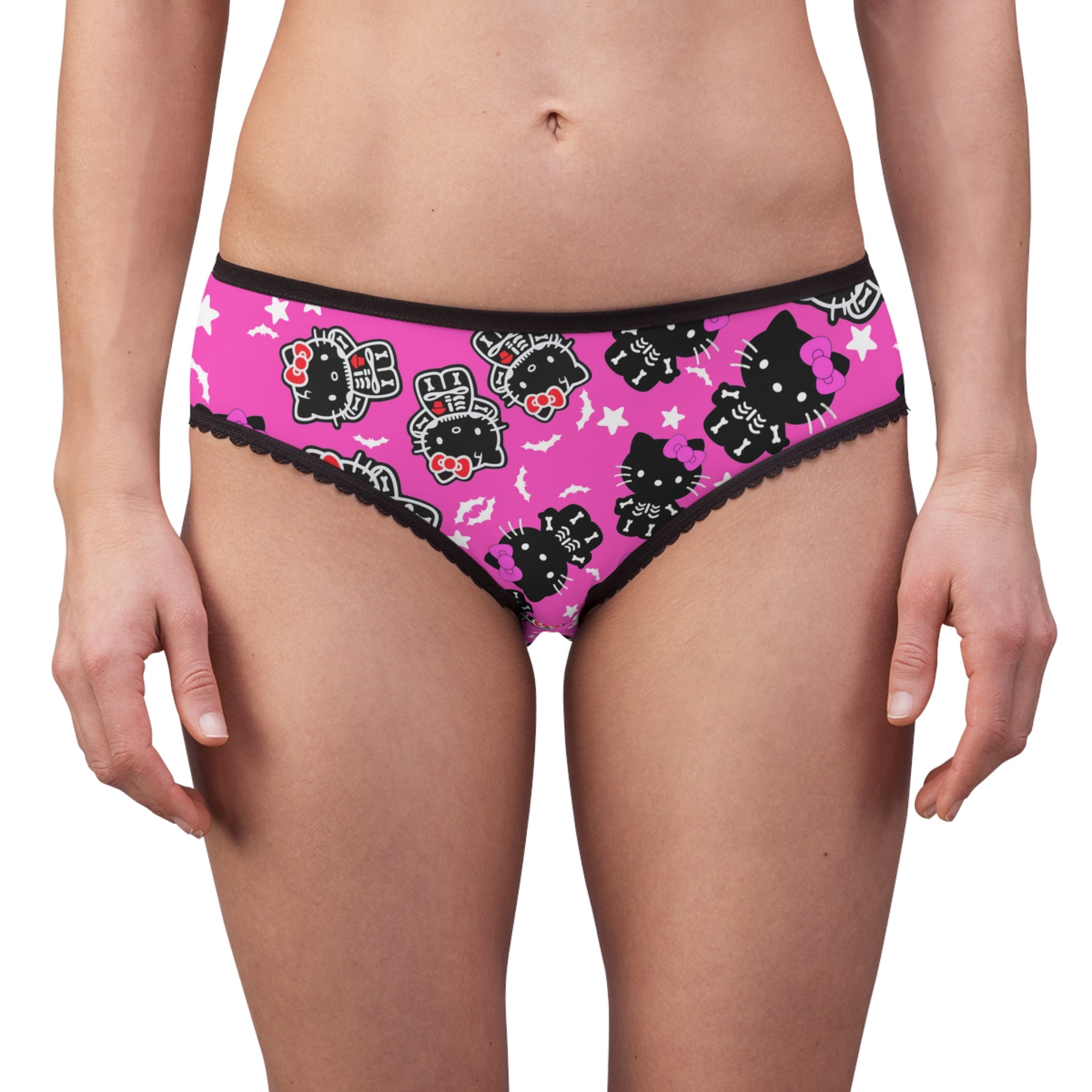 Women's briefs kitty halloween bones pink