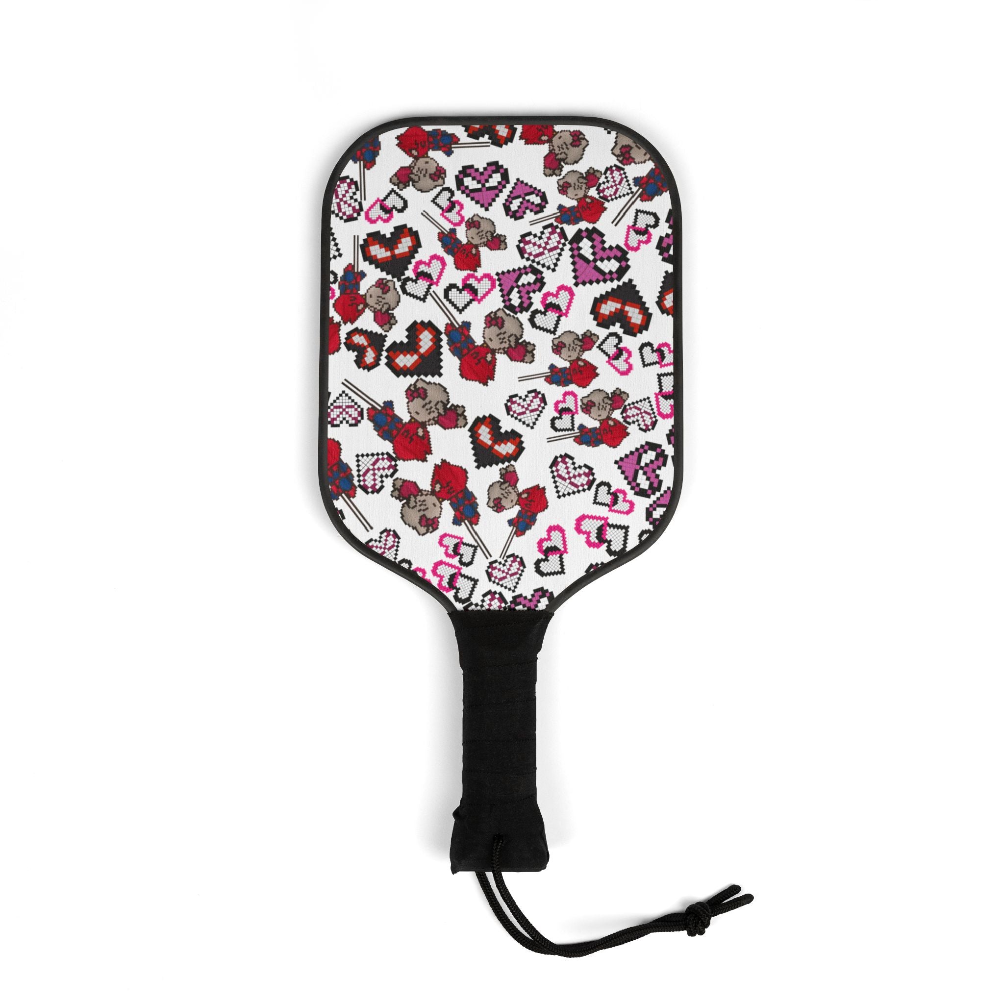 Pickleball kit (2 paddles + 2 balls + transparent bag) spider kitty pixel kiss hearts white