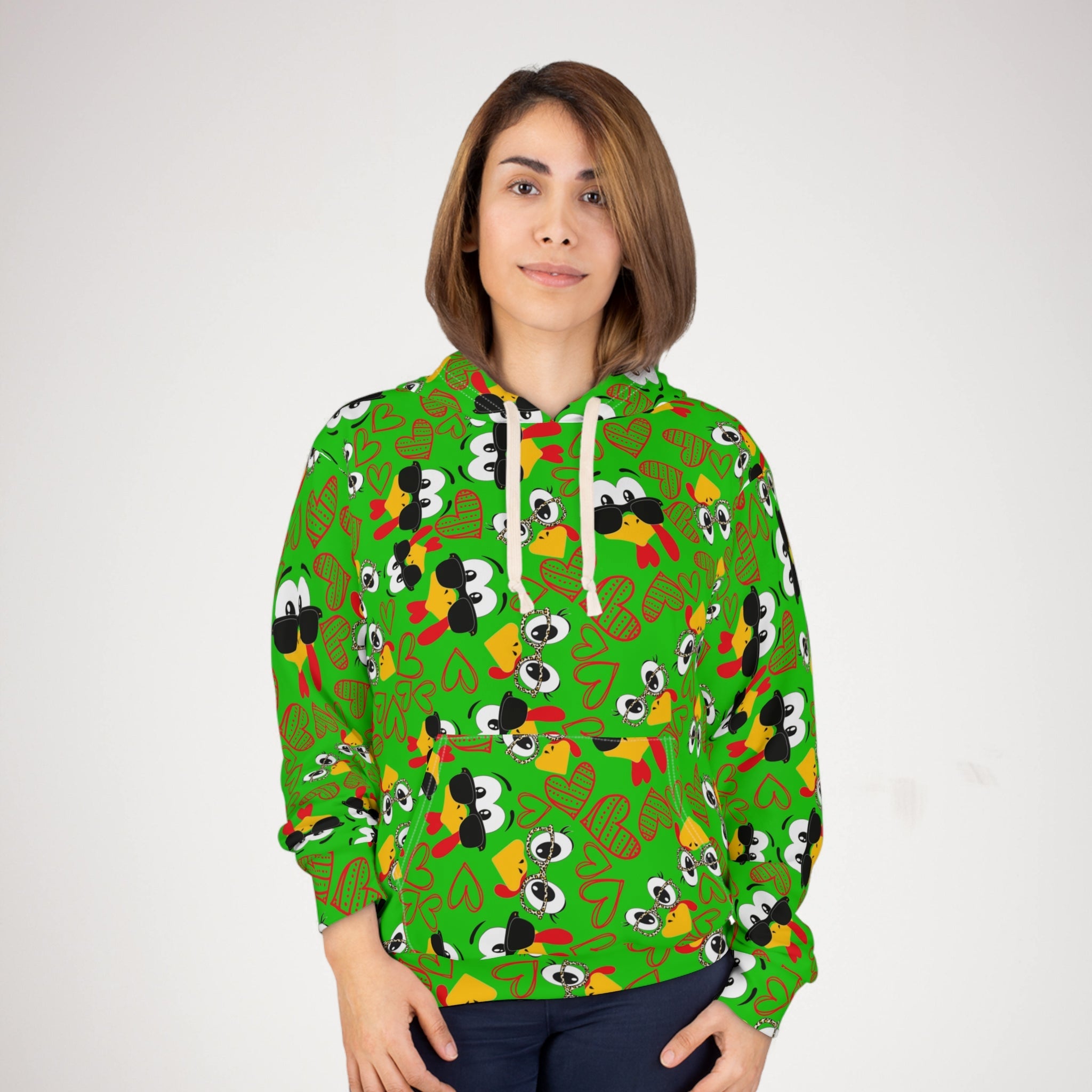 Unisex pullover hoodie Mr Turkey Mrs Turkey valentine hearts Thanksgiving green