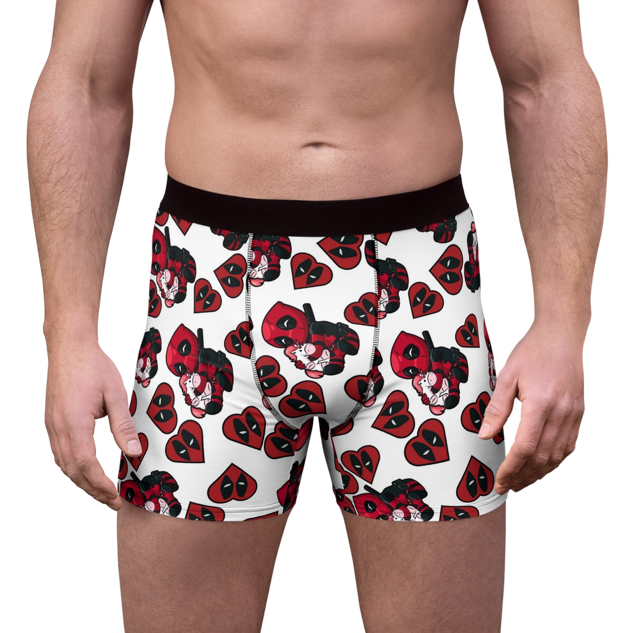 Men's boxer briefs deadpool unicorn hearts valentine love white