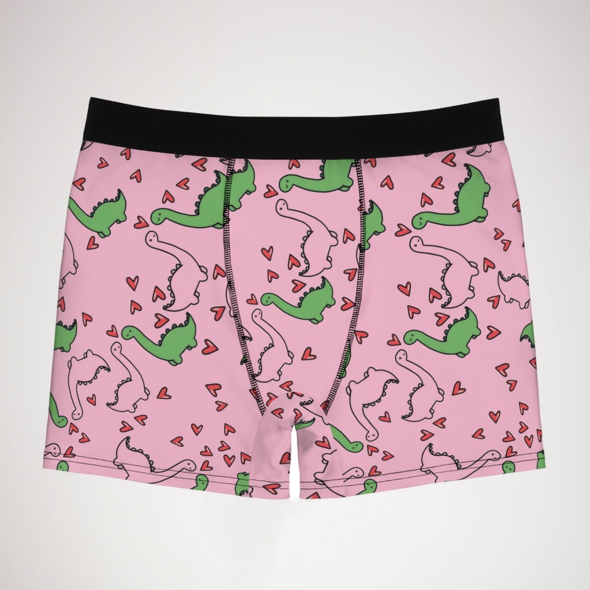 Men's boxer briefs dinosaur valentine heart pink