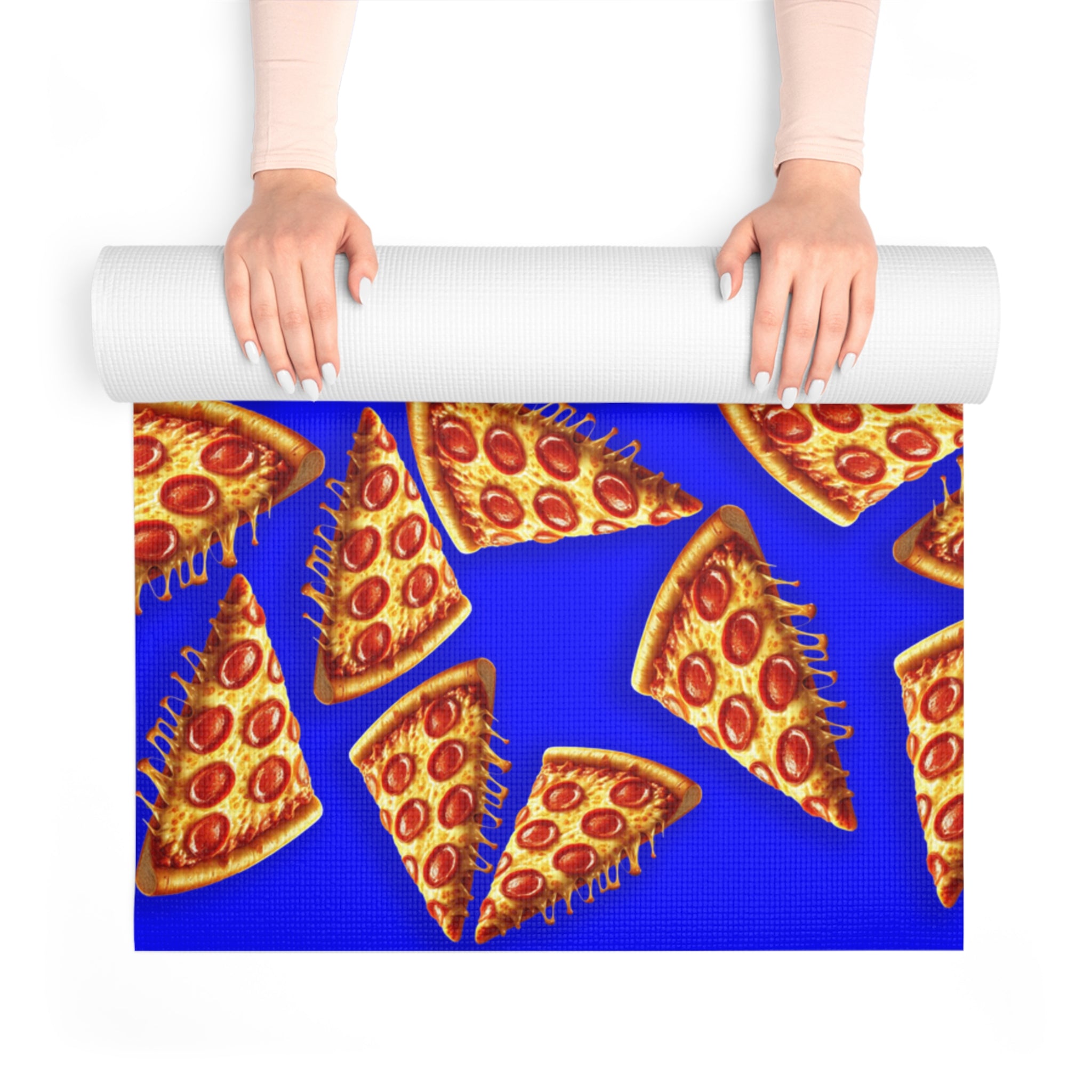 Foam yoga mat pizza blue