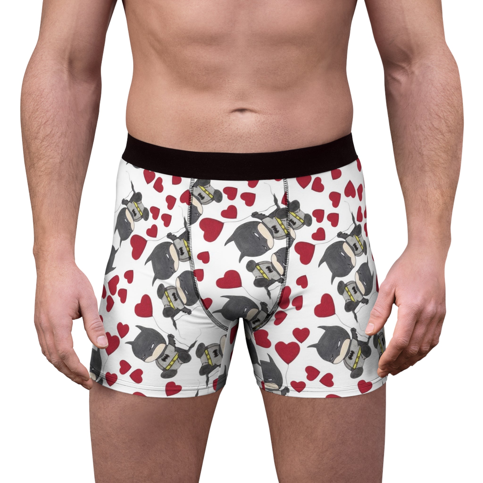 Men's boxer briefs batman valentine heart balloon white