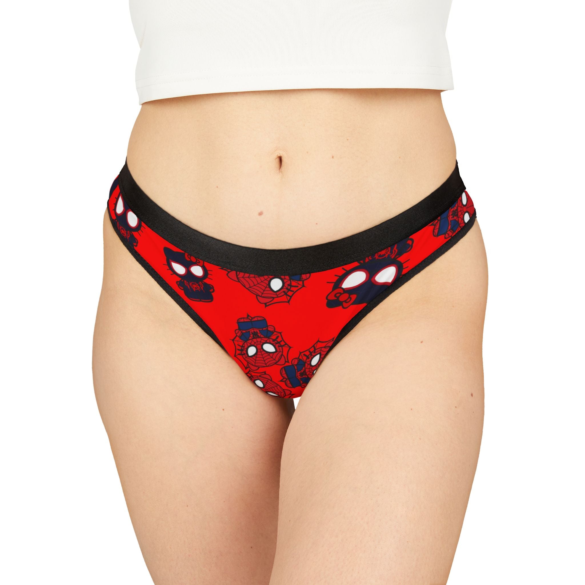 Women's thongs kitty spider dark red