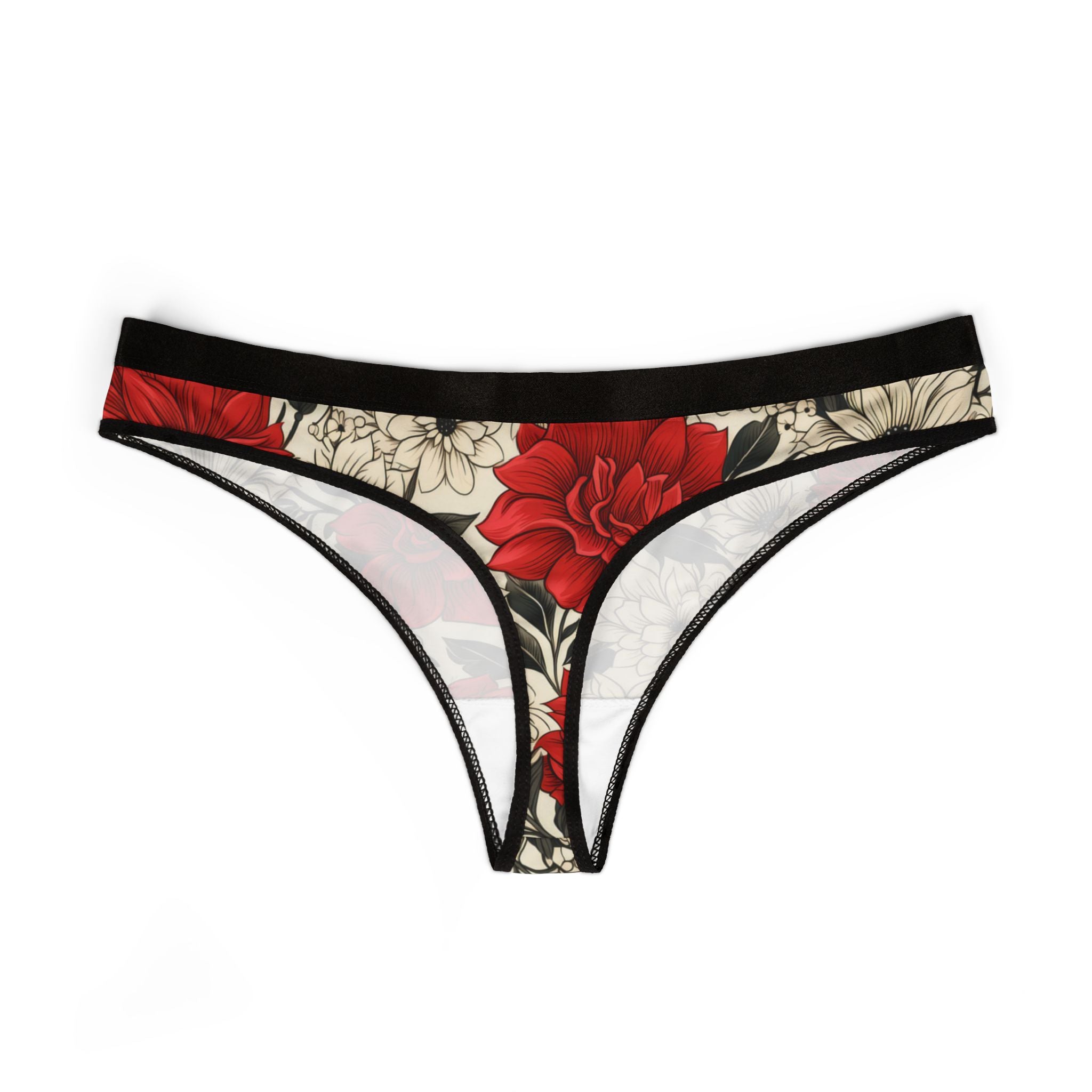 Women's thongs cute red flowers