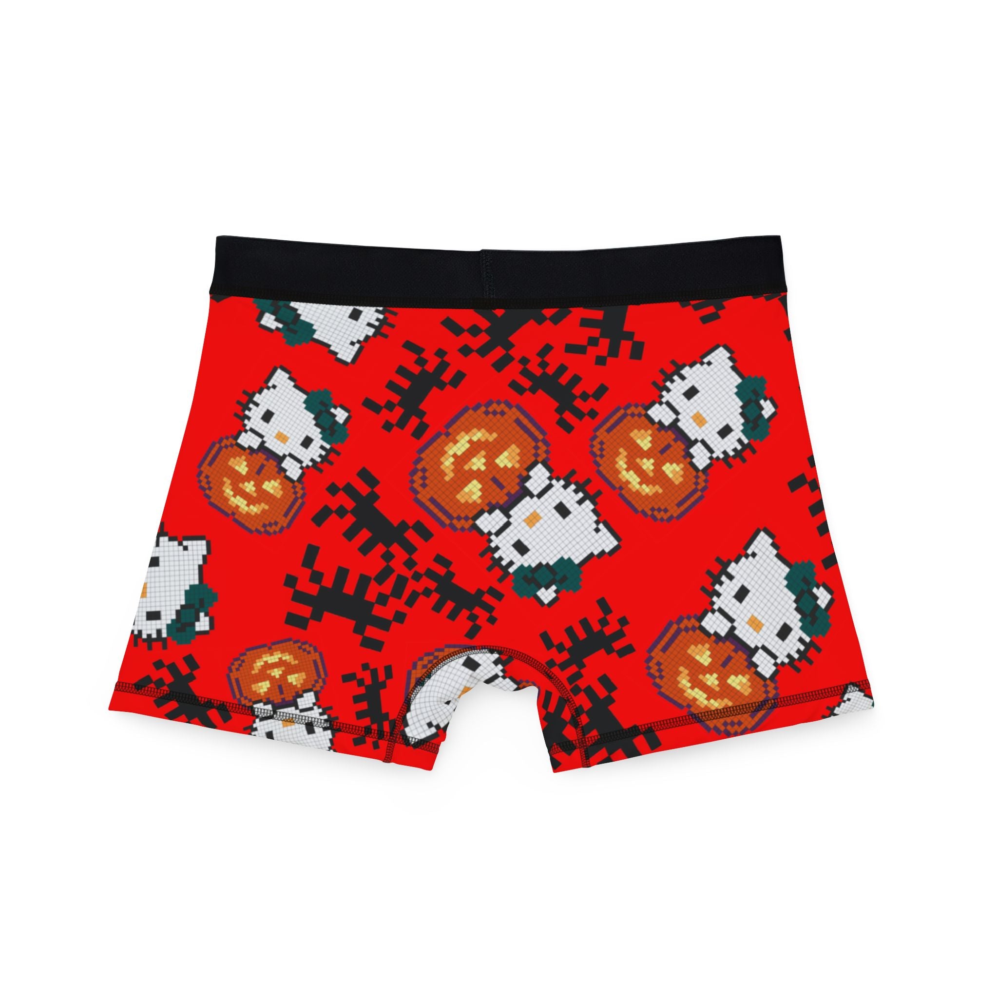 Men's boxers kitty pumpkin Halloween pixel spider red