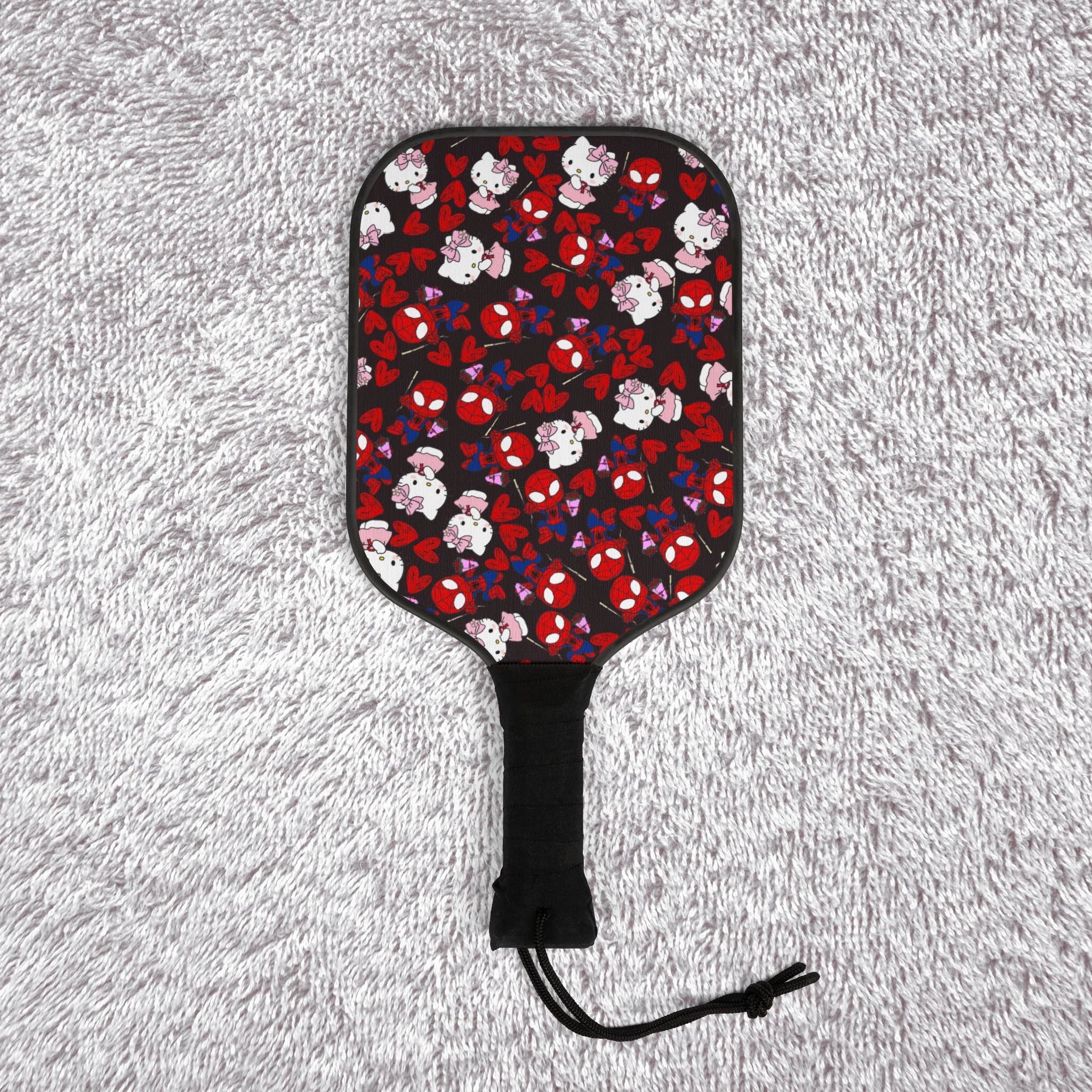 Pickleball kit (2 paddles + 2 balls + transparent bag) spider kitty flower black