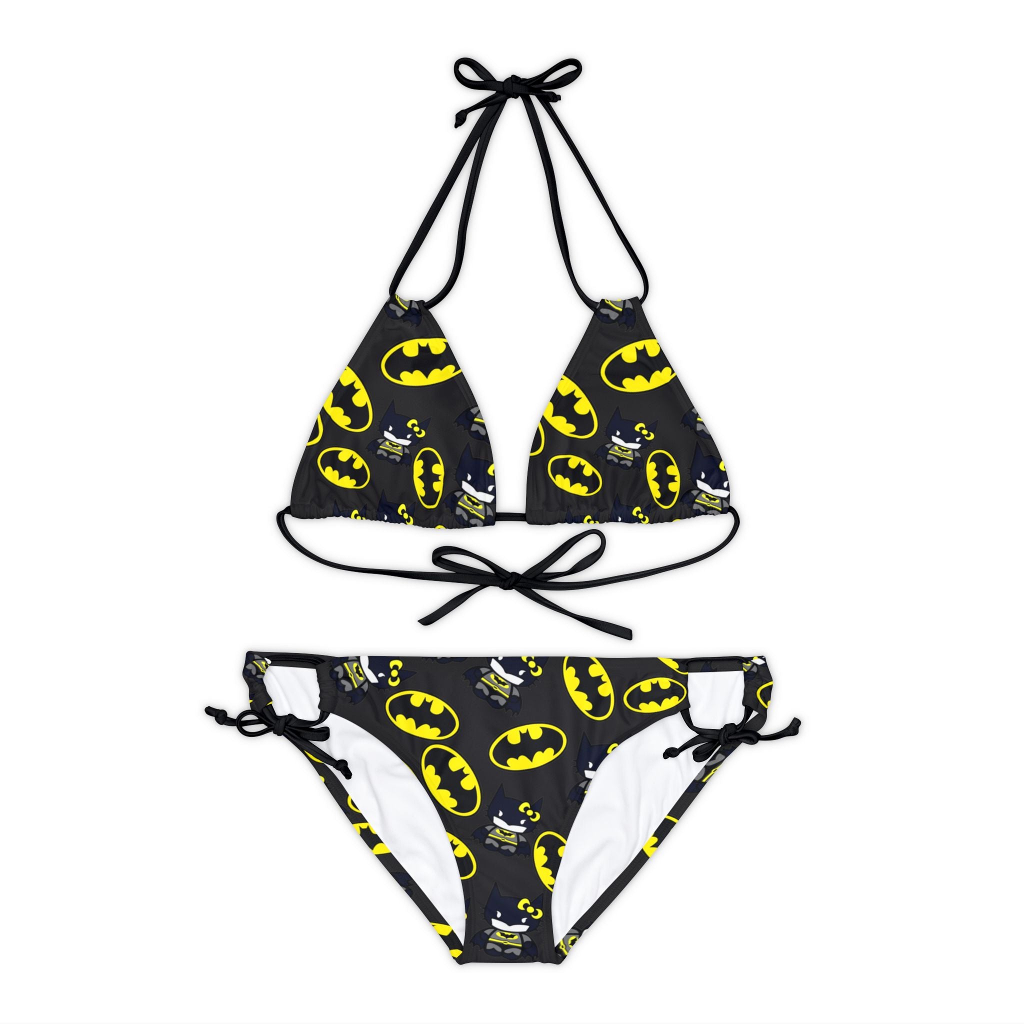 Strappy bikini set batman kitty black