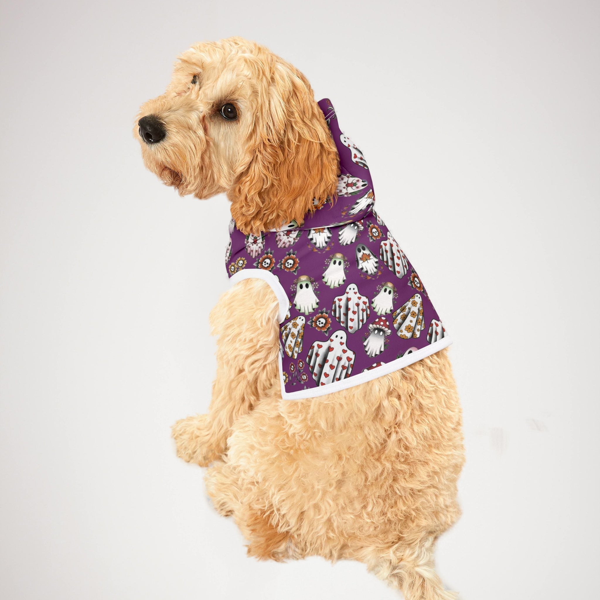 Pet hoodie cute Halloween ghosts purple