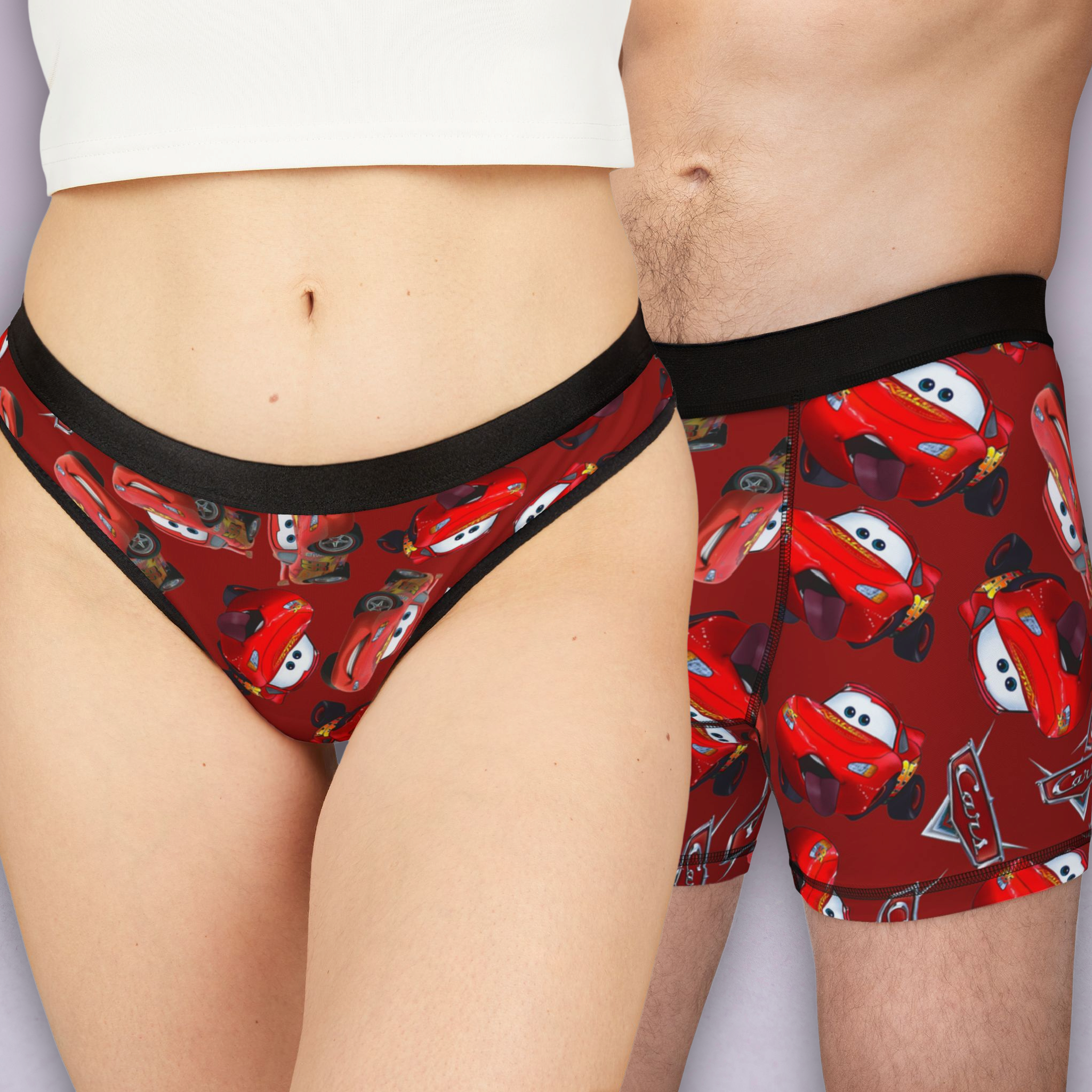 Couples matching  funny mcqueen underwear set boxer and thong