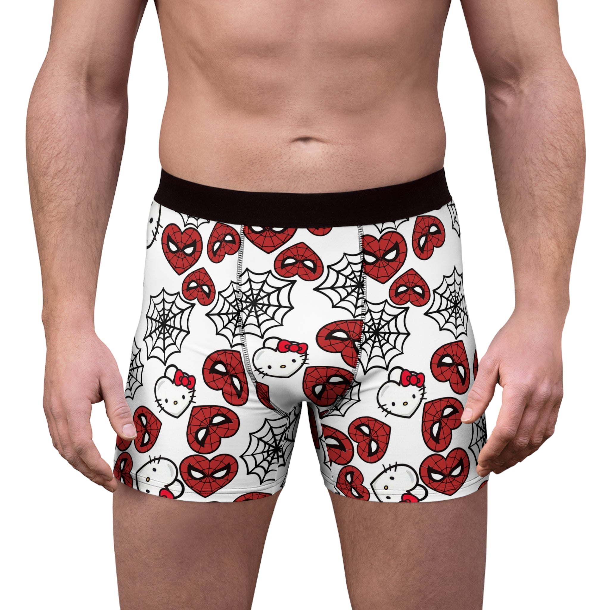 Men's boxer briefs kitty spider web heart white