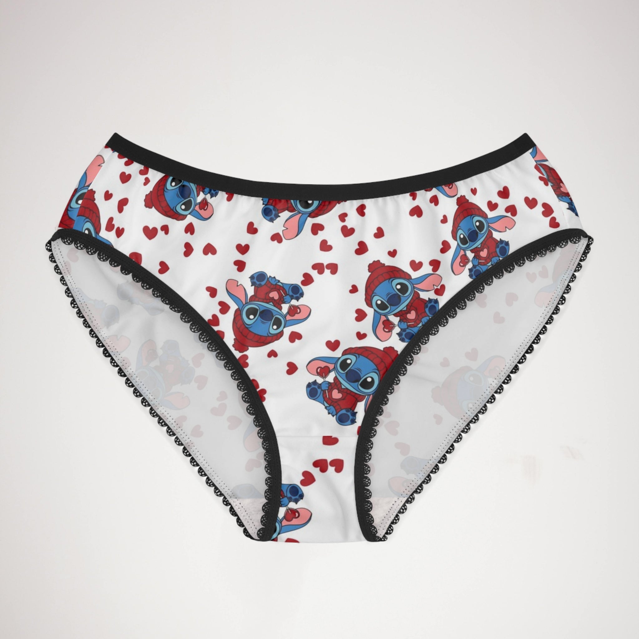 Women's briefs stitch valentine cream heart white