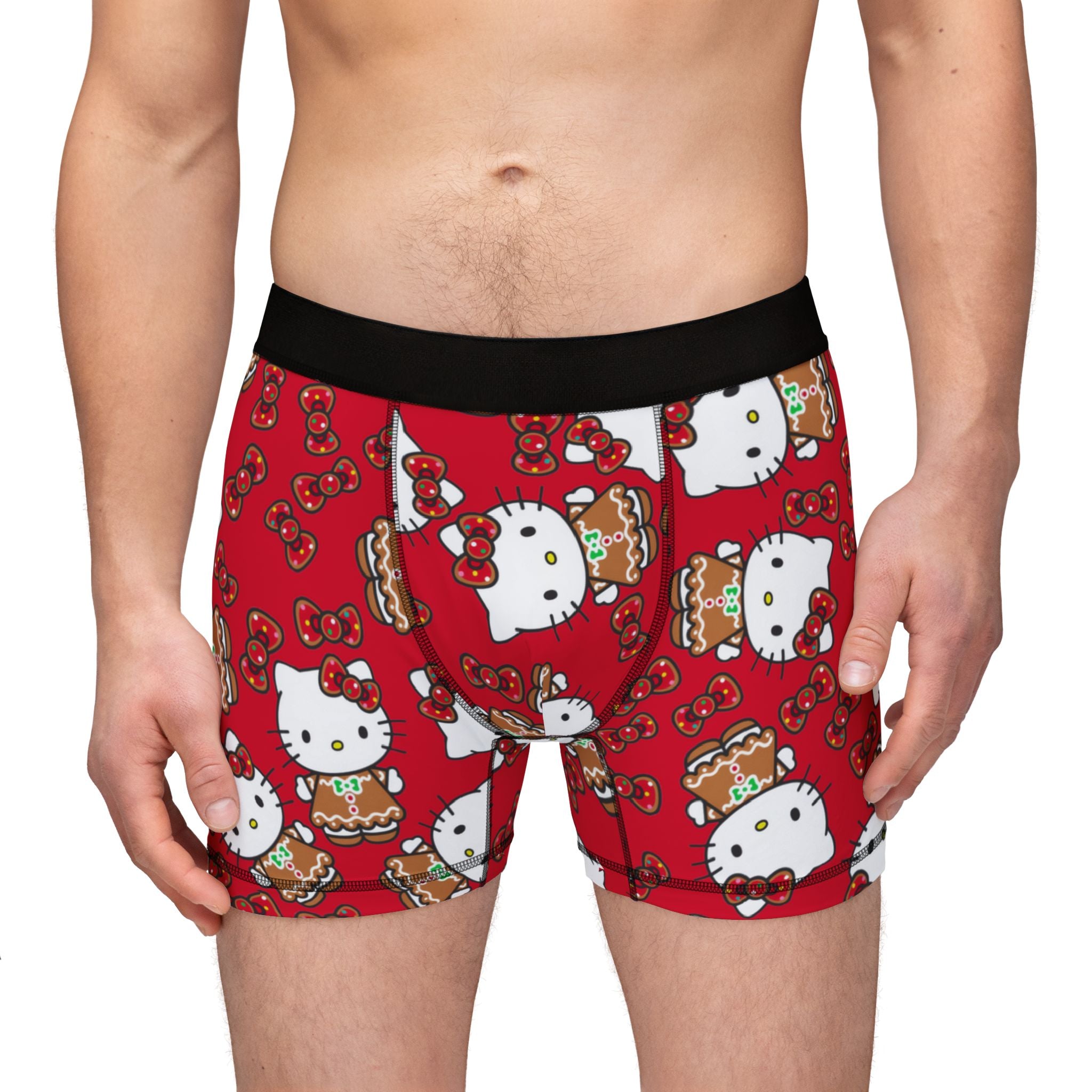 Men's boxers kitty cookies noel Christmas red