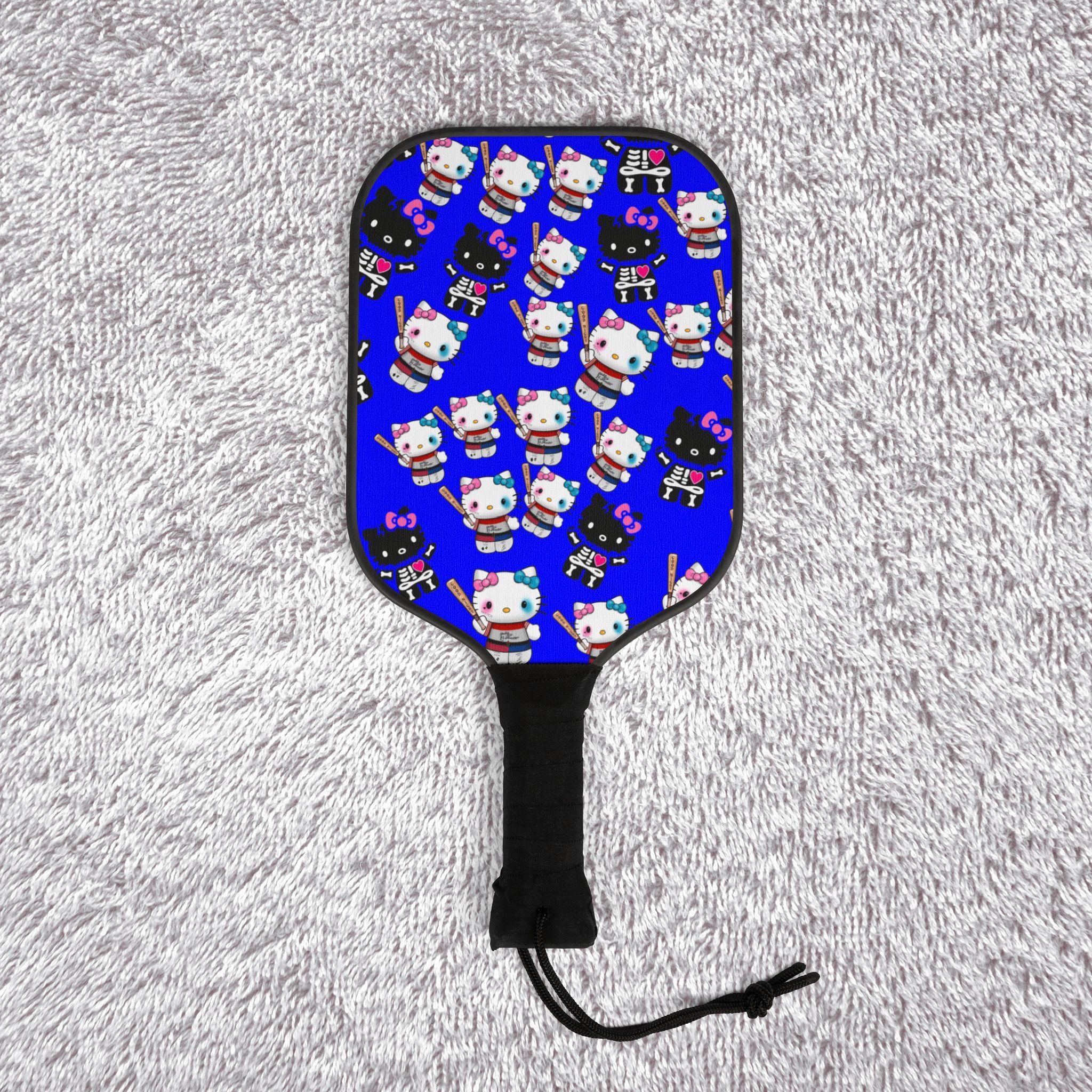 Pickleball kit (2 paddles + 2 balls + transparent bag) kitty monster Halloween bone blue