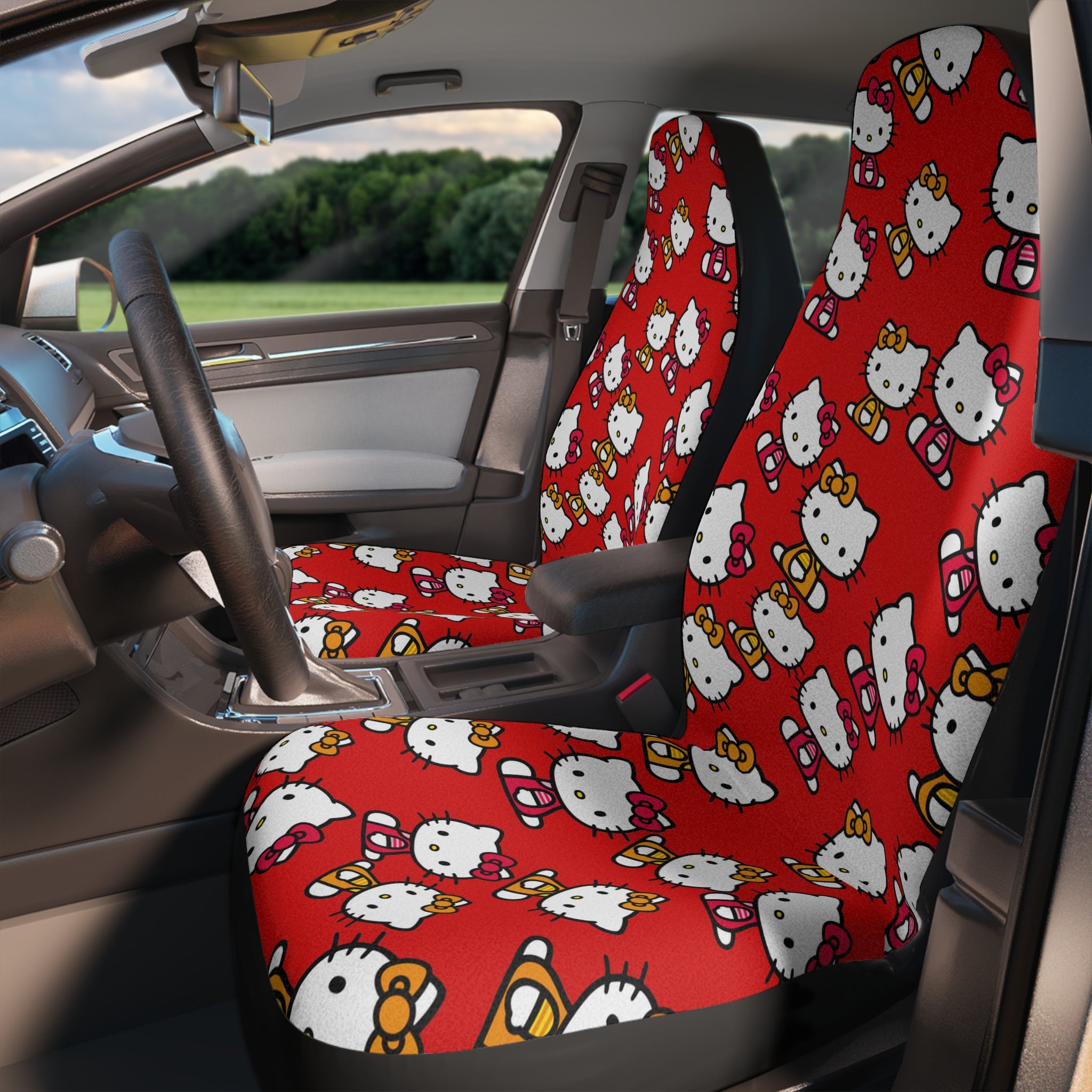 Car seat covers kitty two colors red