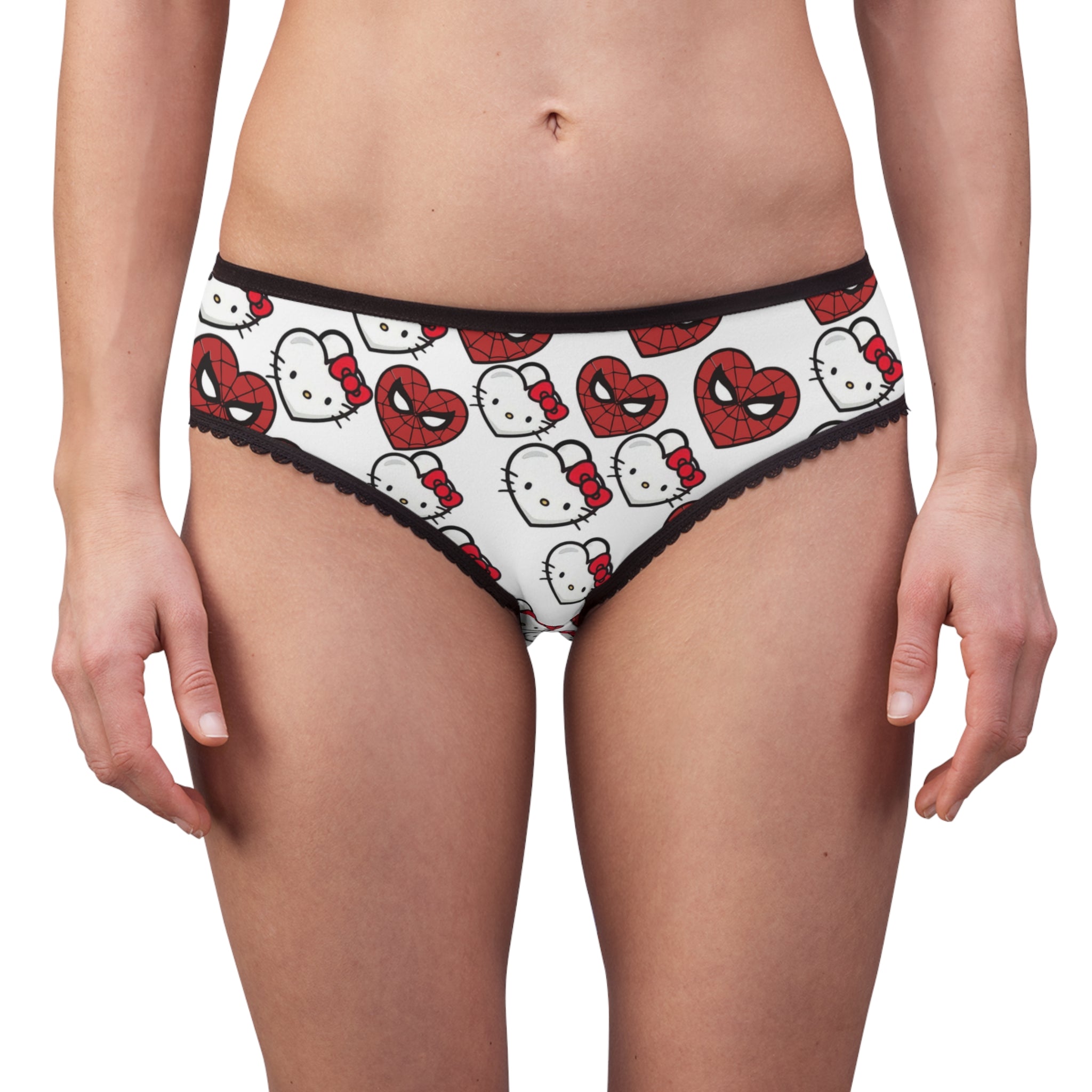 Women's briefs kitty spider heart shape white