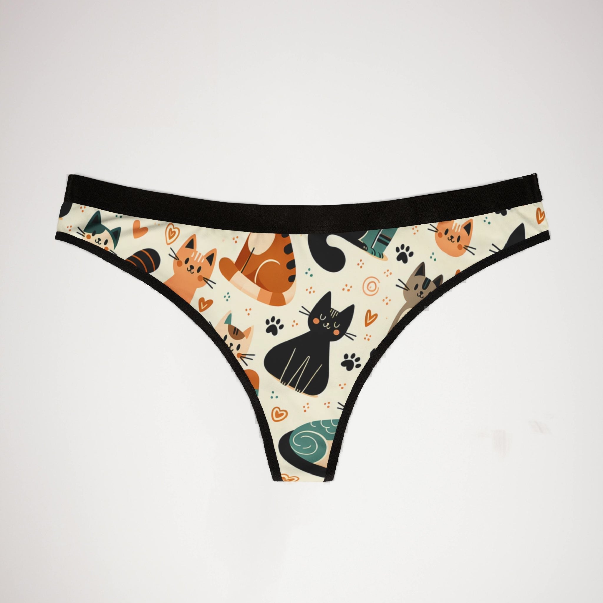 Women's thongs cute cats doodle
