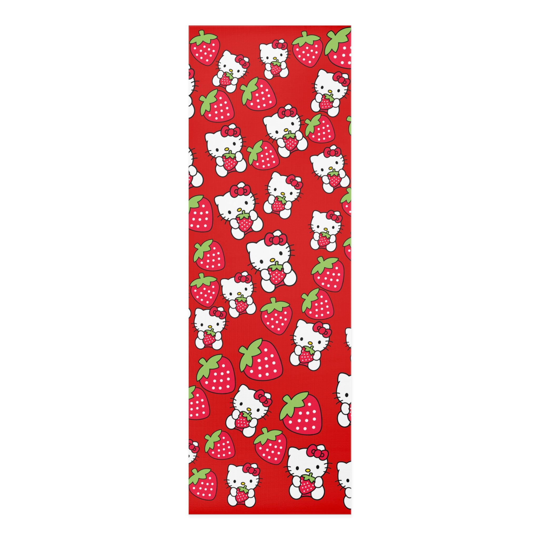 Foam yoga mat kitty strawberry valentine love red