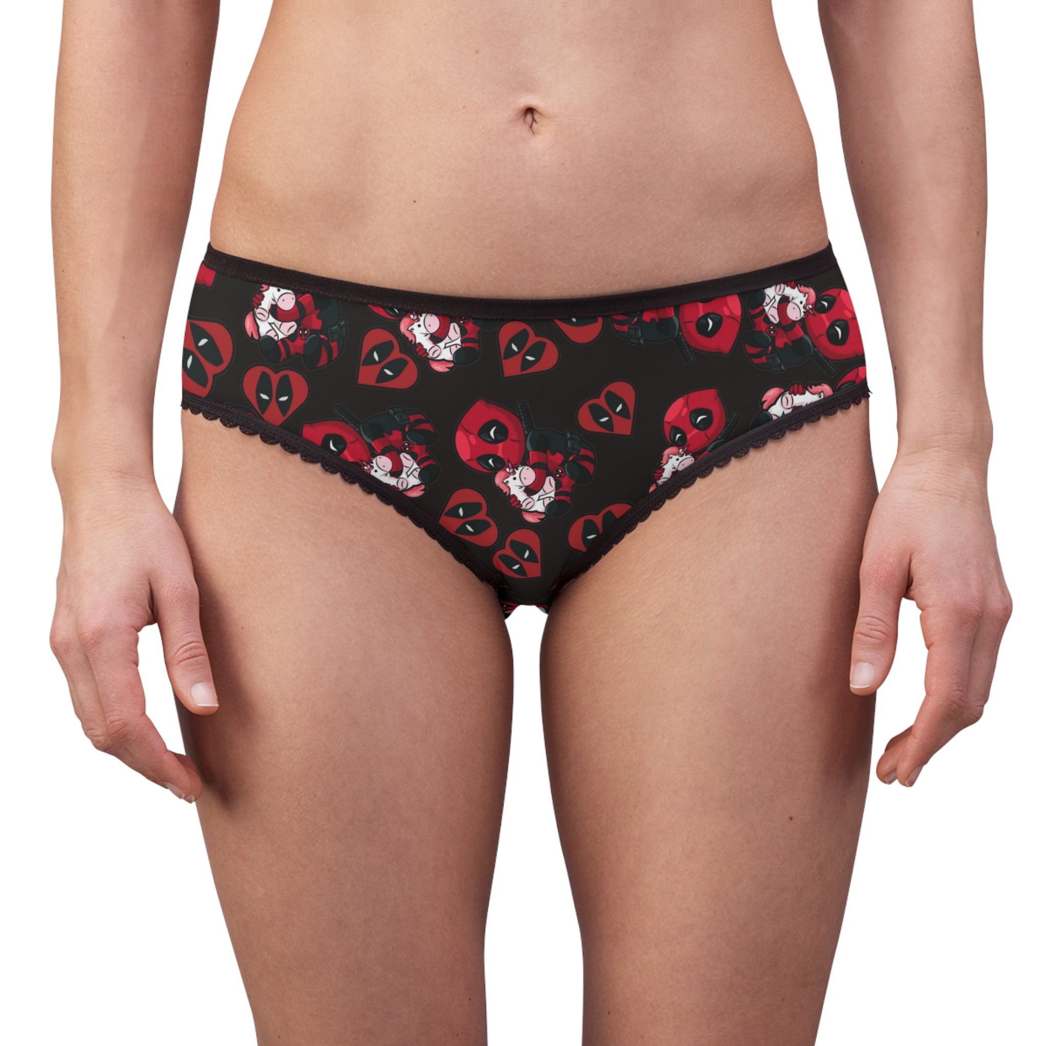 Women's briefs deadpool unicorn hearts valentine love black