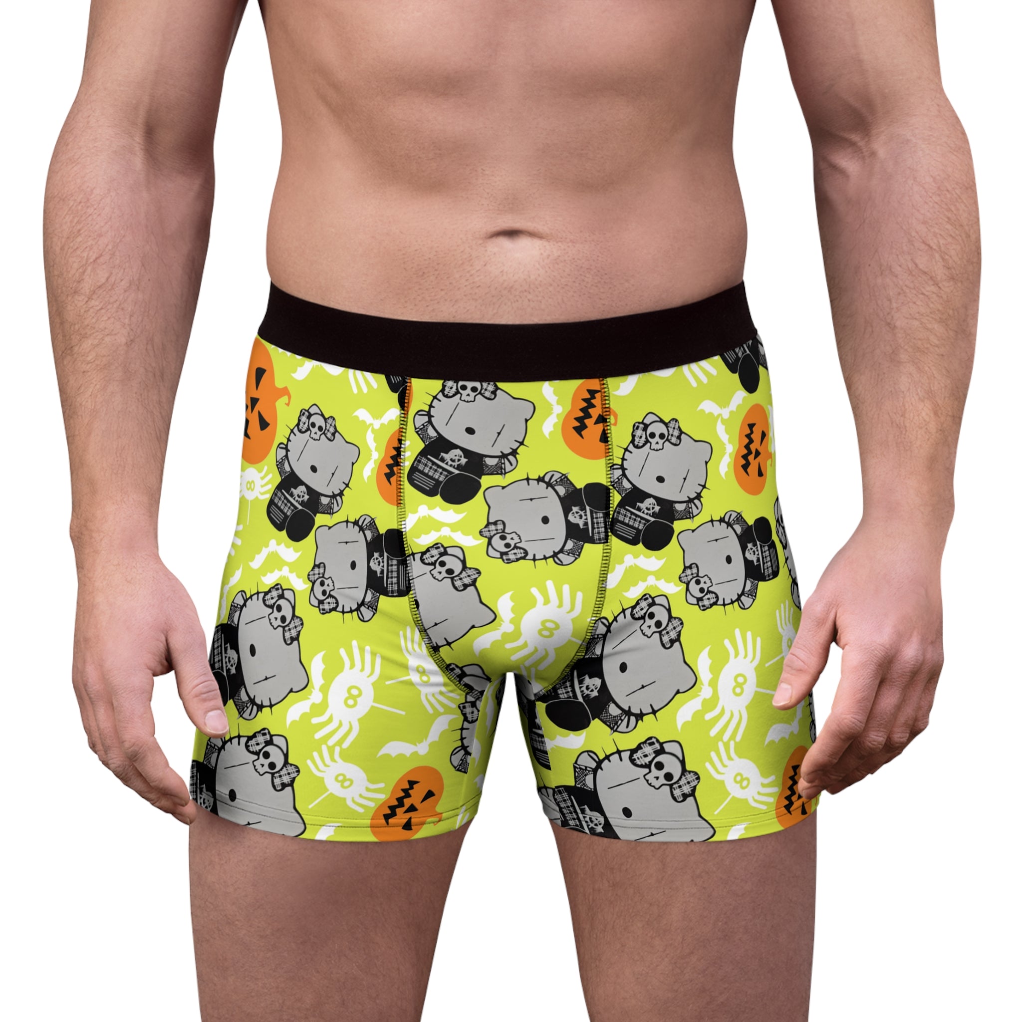 Men's boxer briefs kitty blank pumpkin halloween yellow