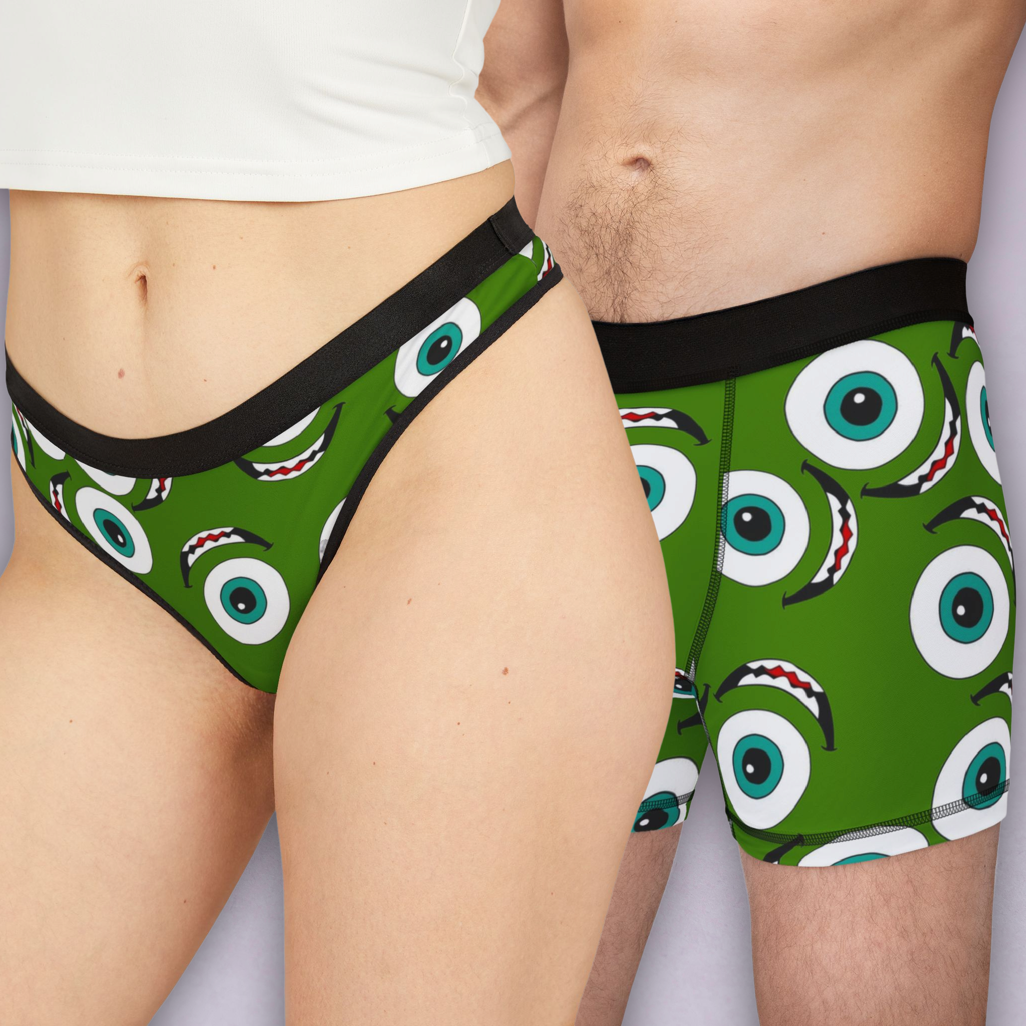 Couples matching  mike wazowski underwear set boxer and thong