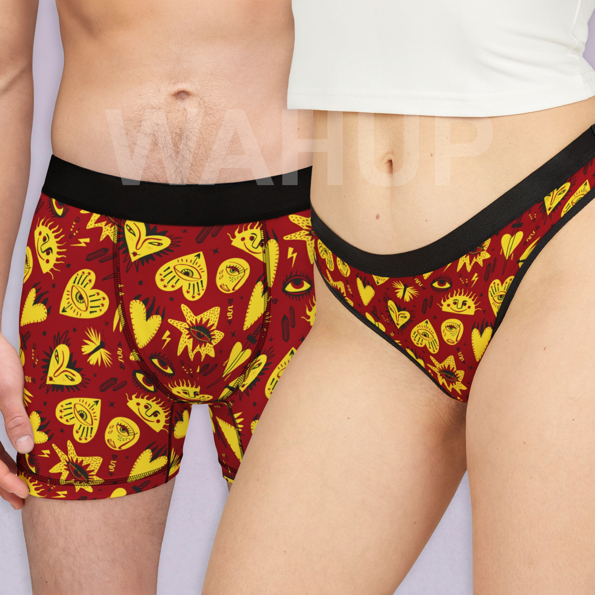 Matching underwear Magic Halloween for couples boxer & thong set