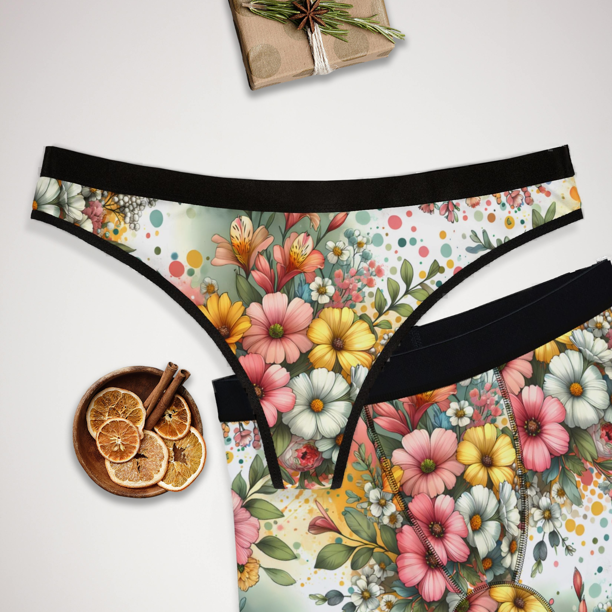 Matching underwear Vibrant Spring Floral for couples boxer & thong set