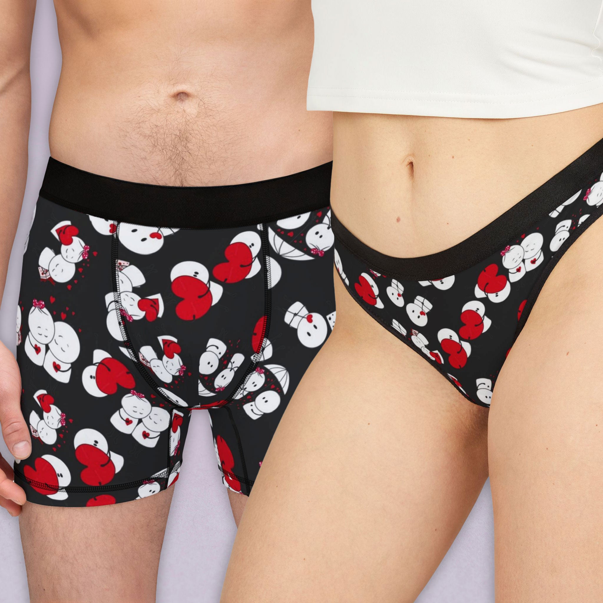 Matching underwear cute valentine love for couples boxer & thong set