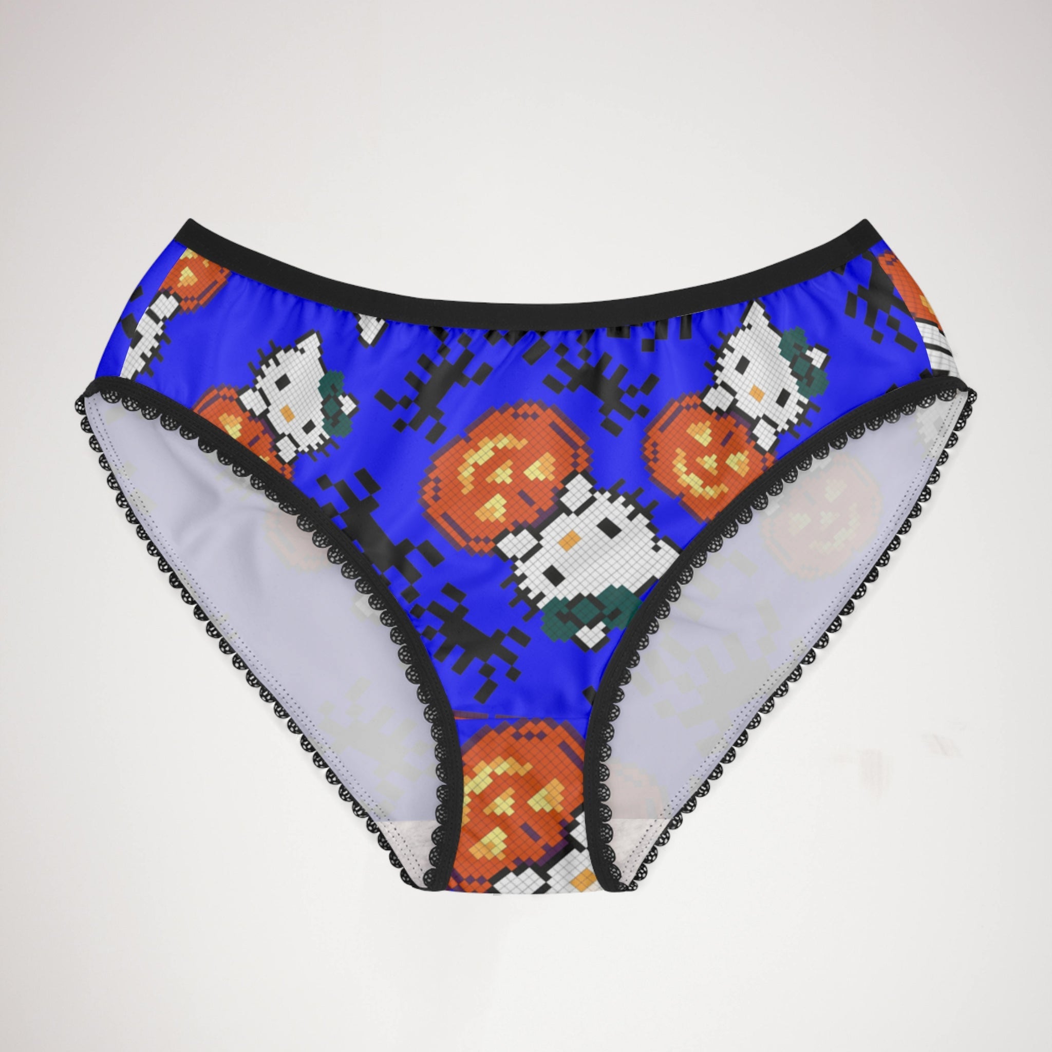 Women's briefs kitty pumpkin Halloween pixel spider blue