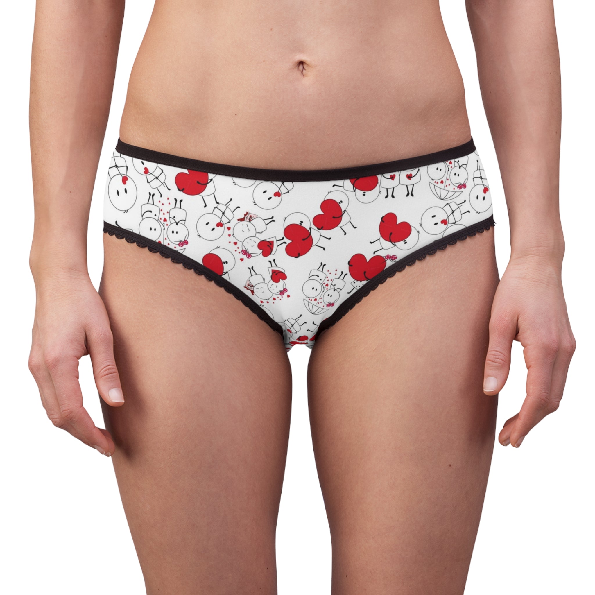 Women's briefs cute valentine love white