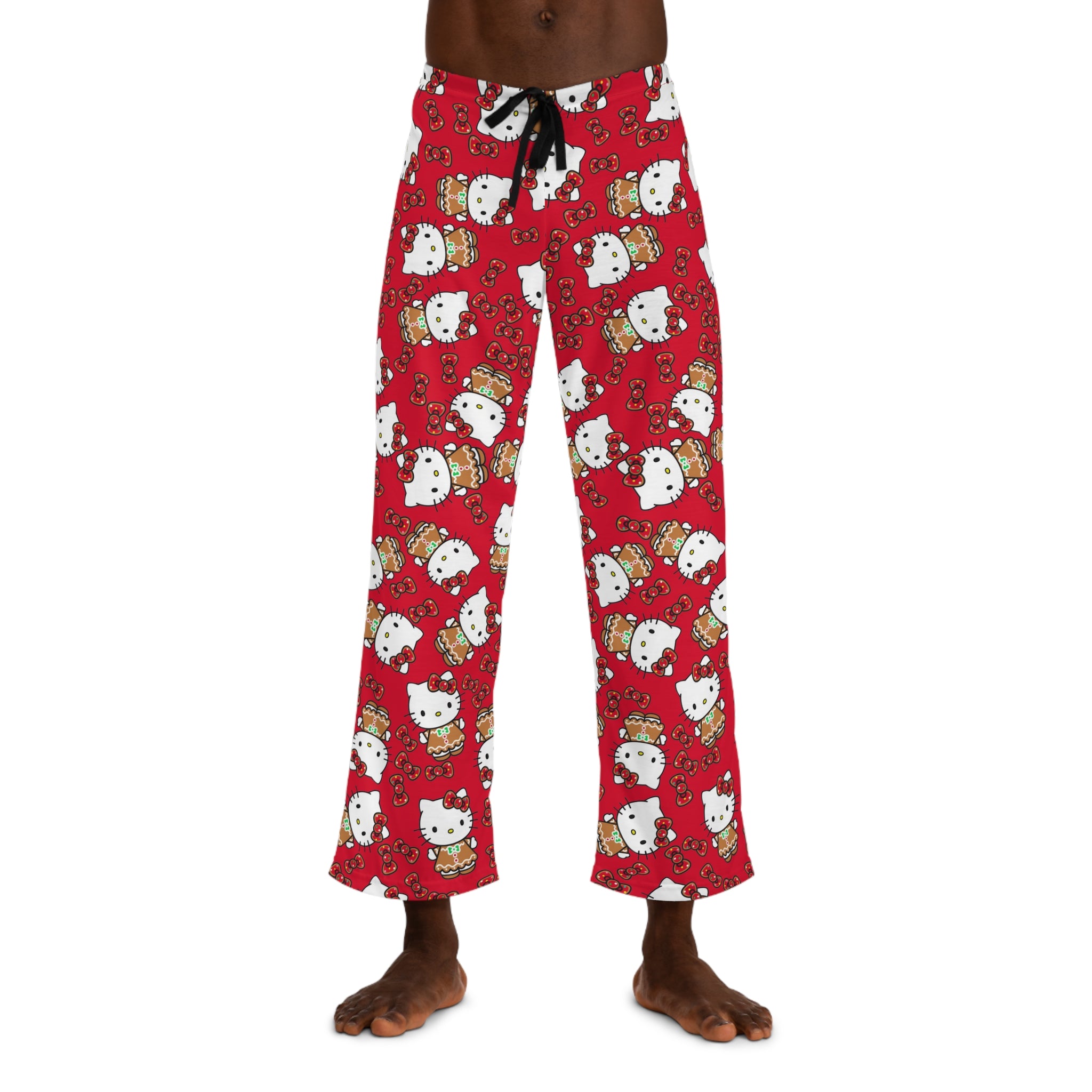 Men's pajama pants kitty cookies noel Christmas red