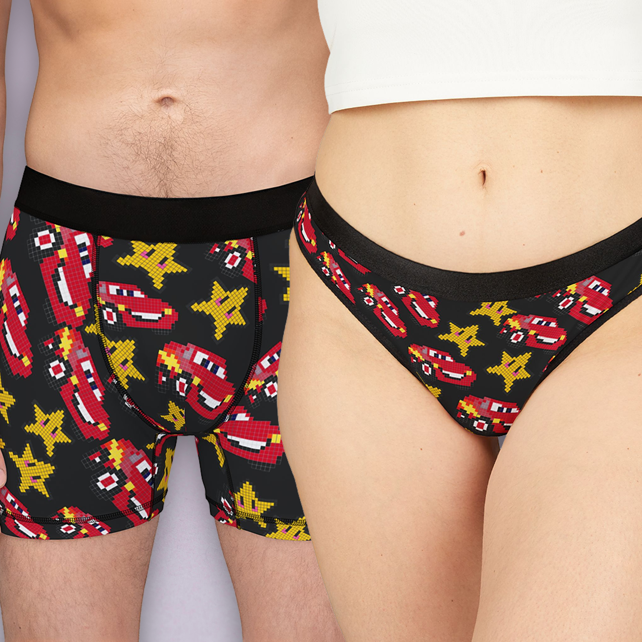 Couples matching  mcqueen stars underwear set boxer and thong