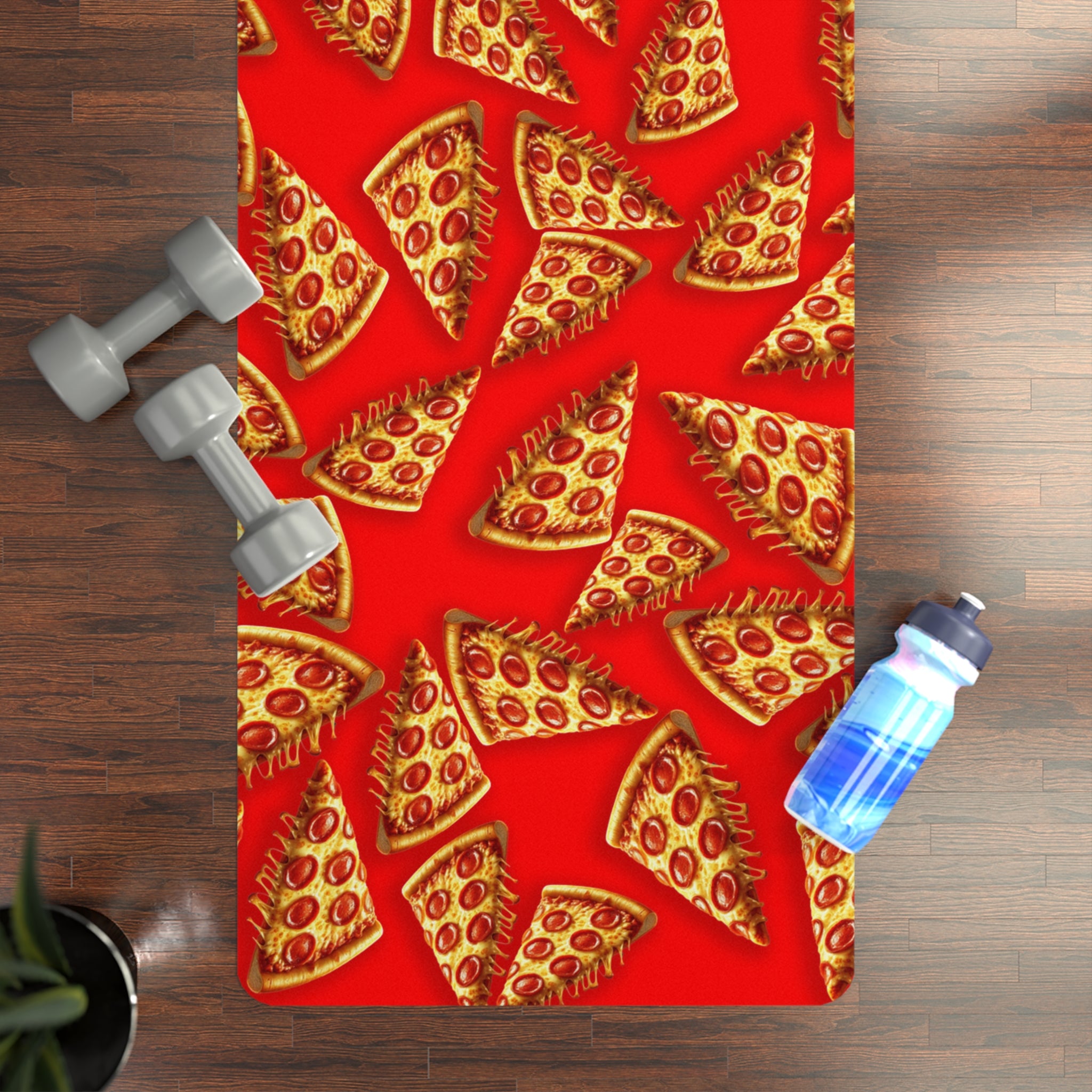 Rubber yoga mat pizza red