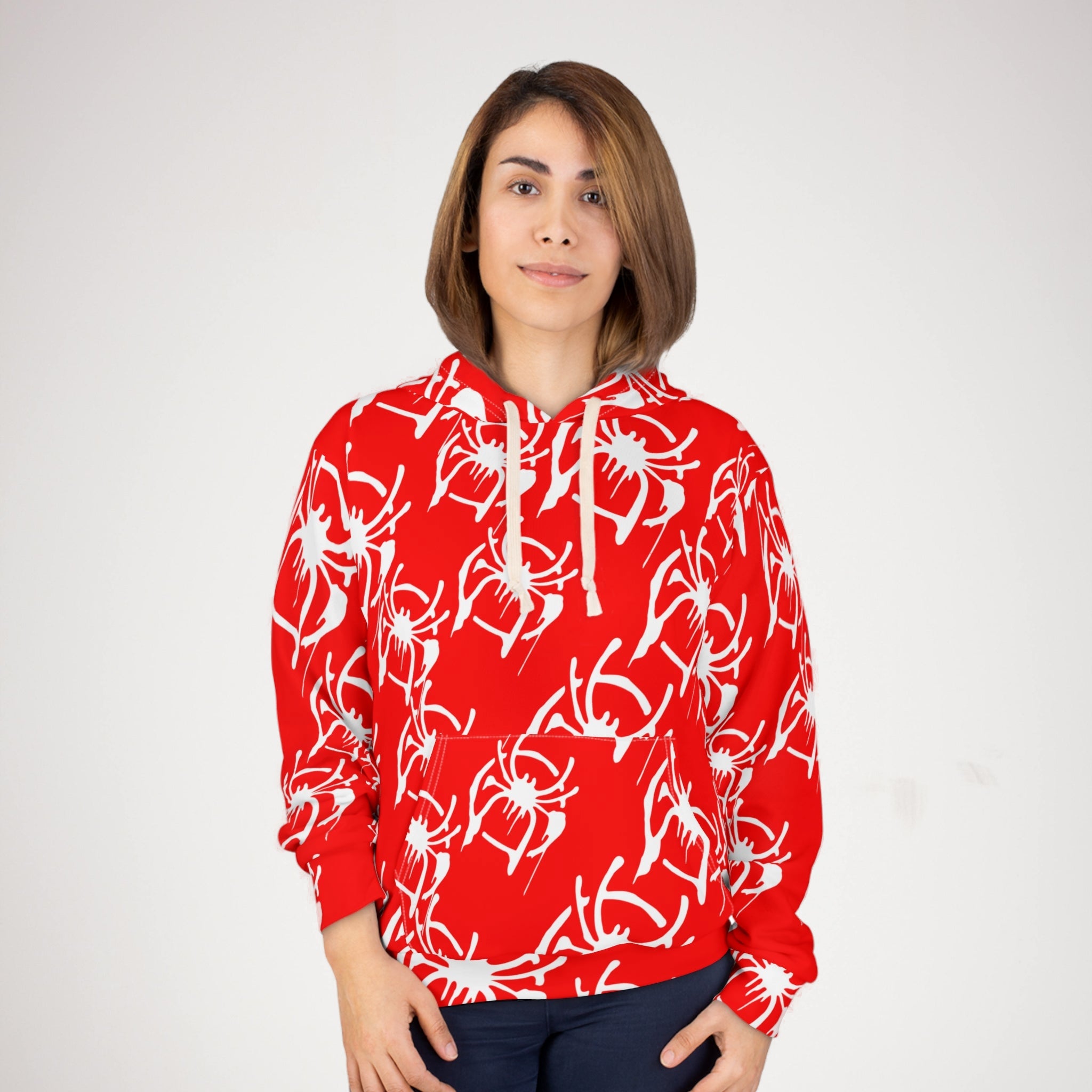 Unisex pullover hoodie only spider web red