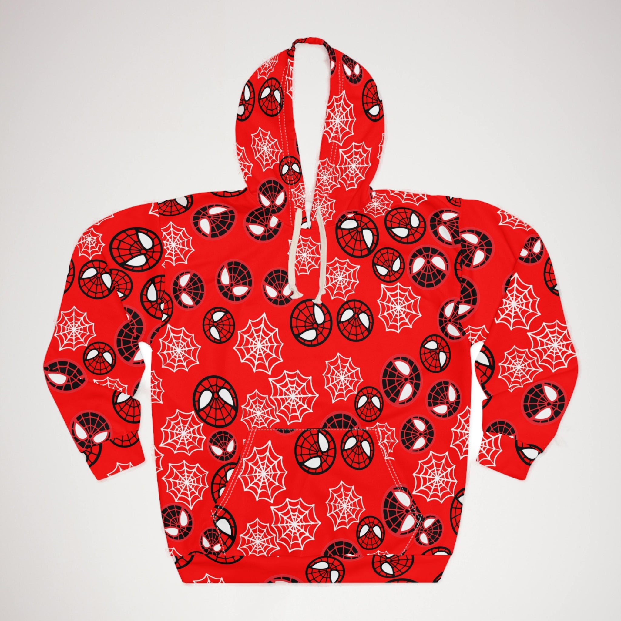 Unisex pullover hoodie spider circle web red