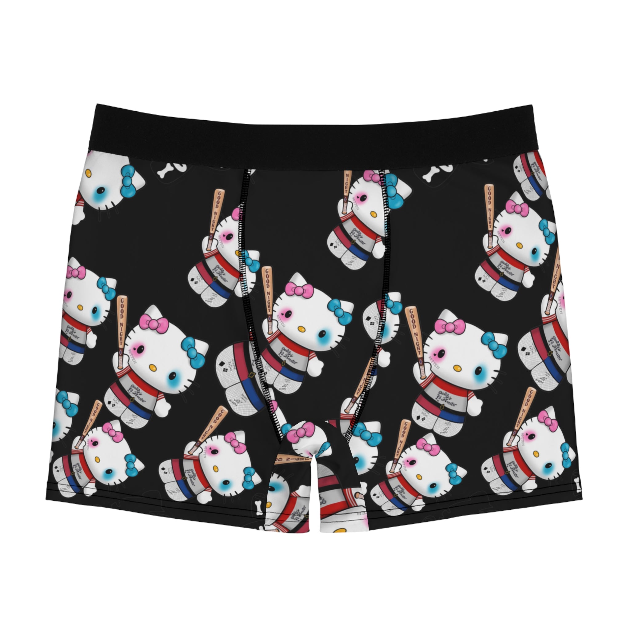 Men's boxer briefs kitty monster Halloween bone black