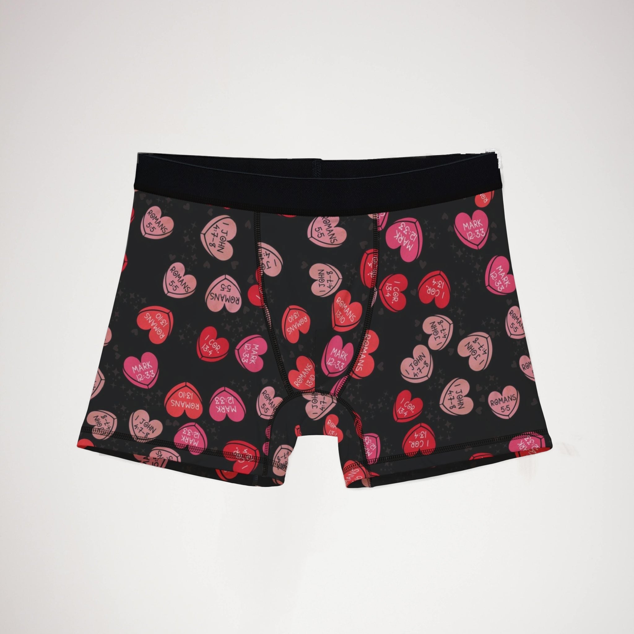 Men's boxers christian valentine sweet hearts black