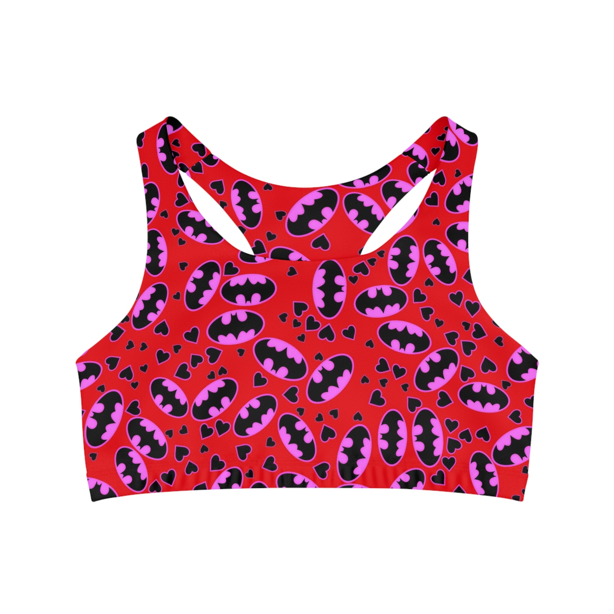 Sports bra batman hearts valentine love red