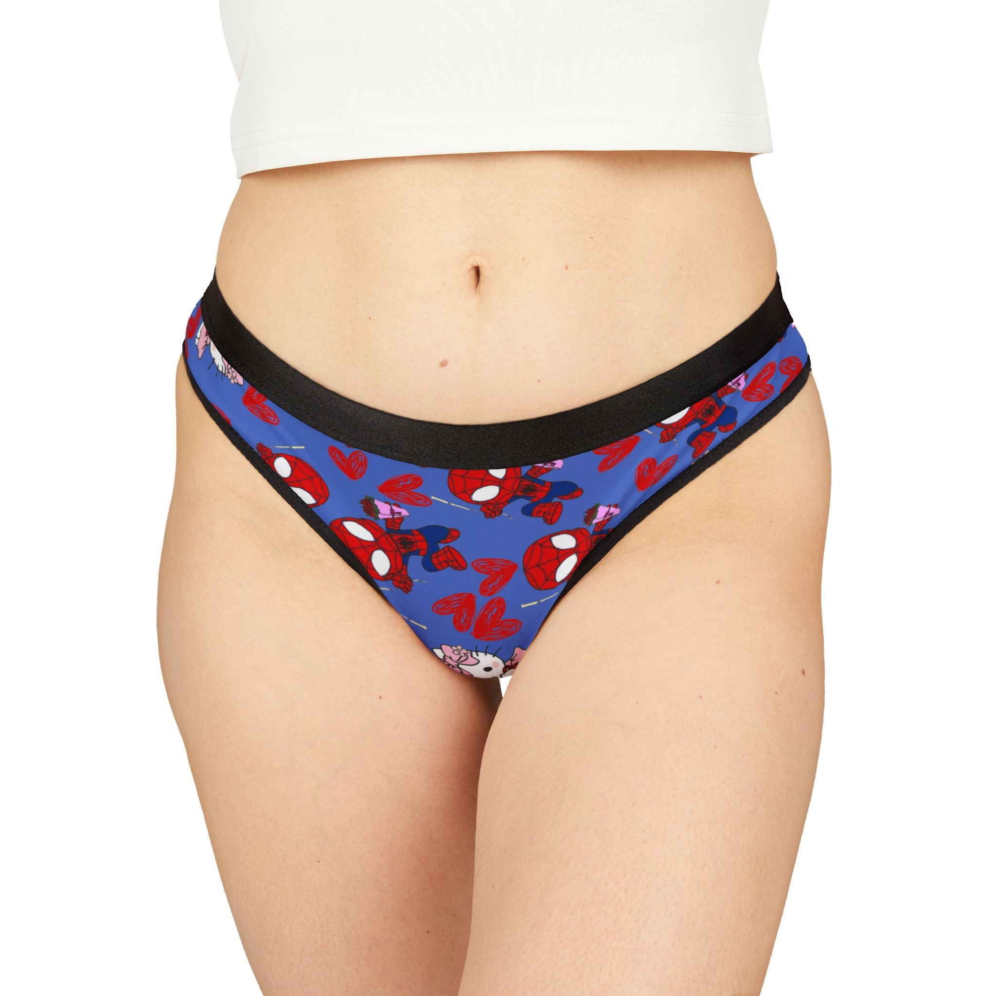 Women's thongs spider kitty flower cyan