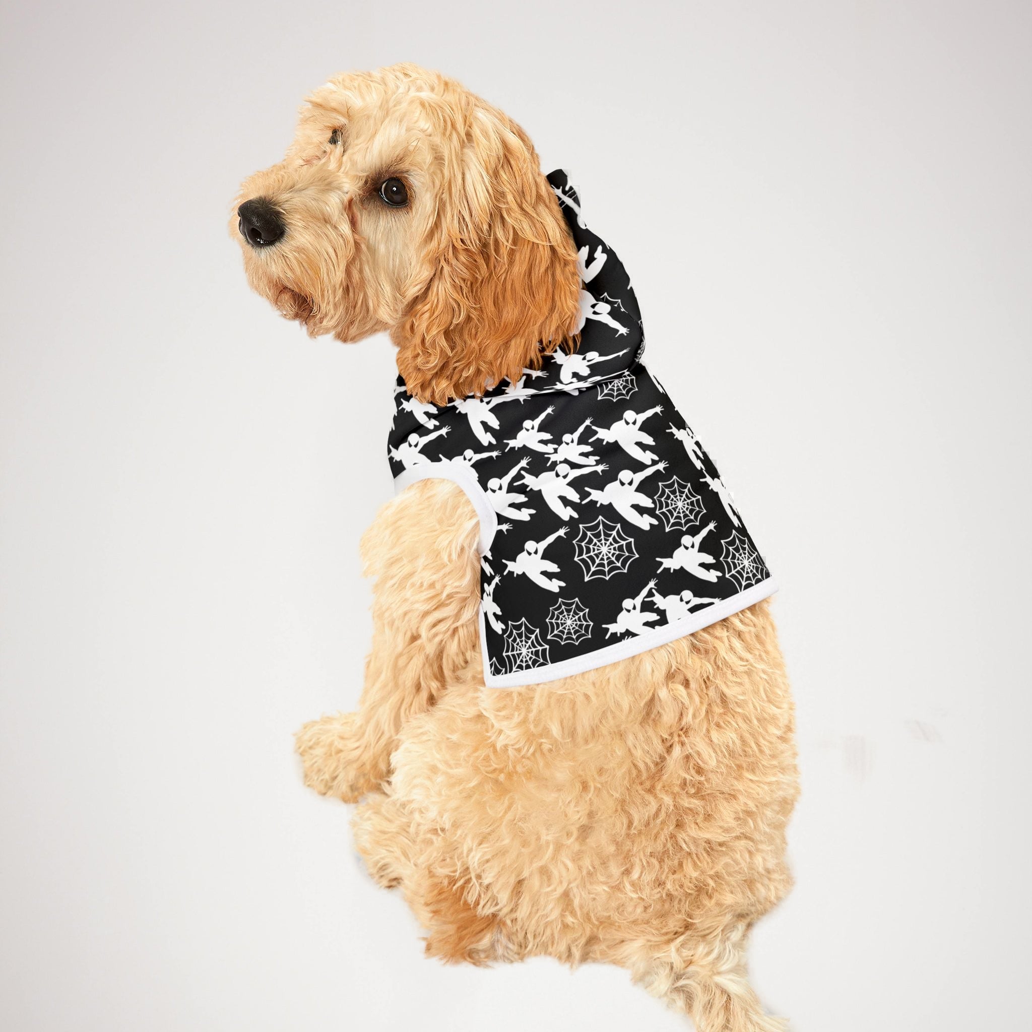 Pet hoodie spiderman web plain black