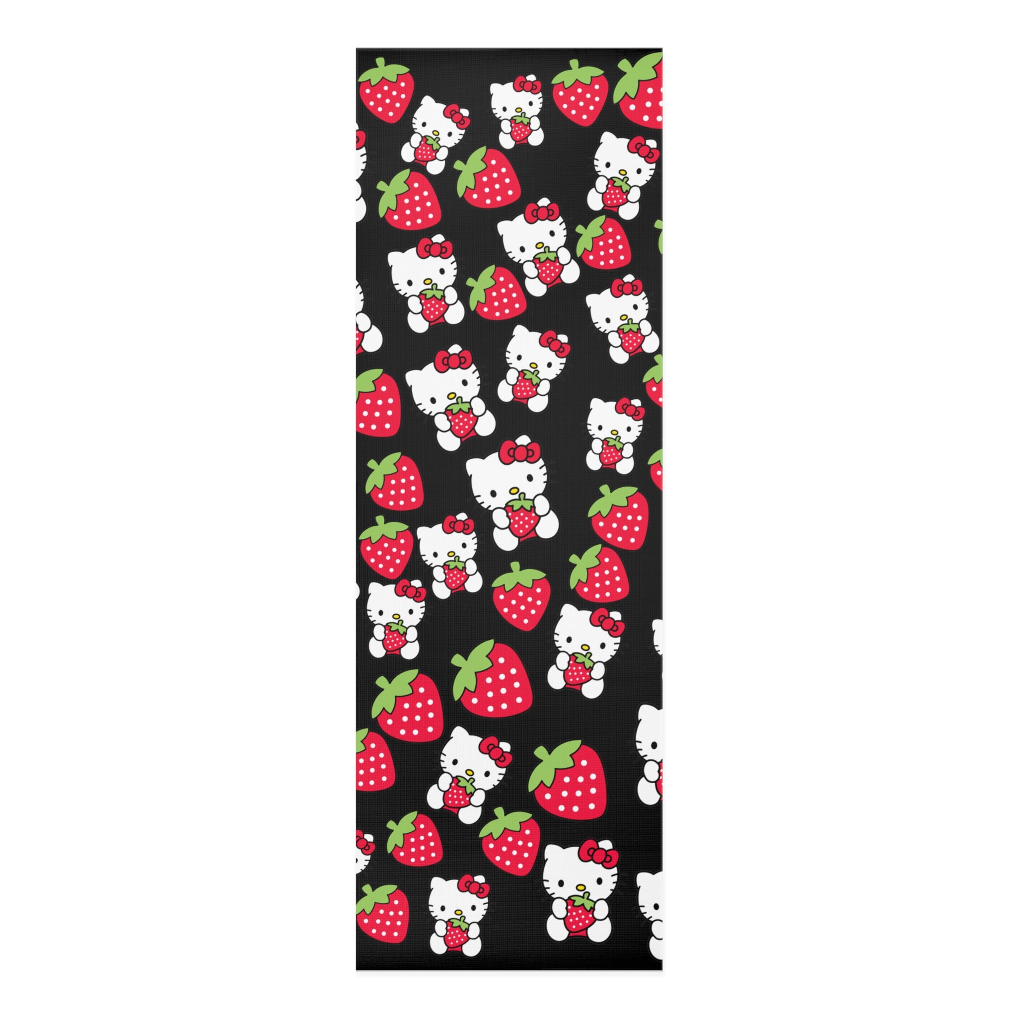 Foam yoga mat kitty strawberry valentine love black