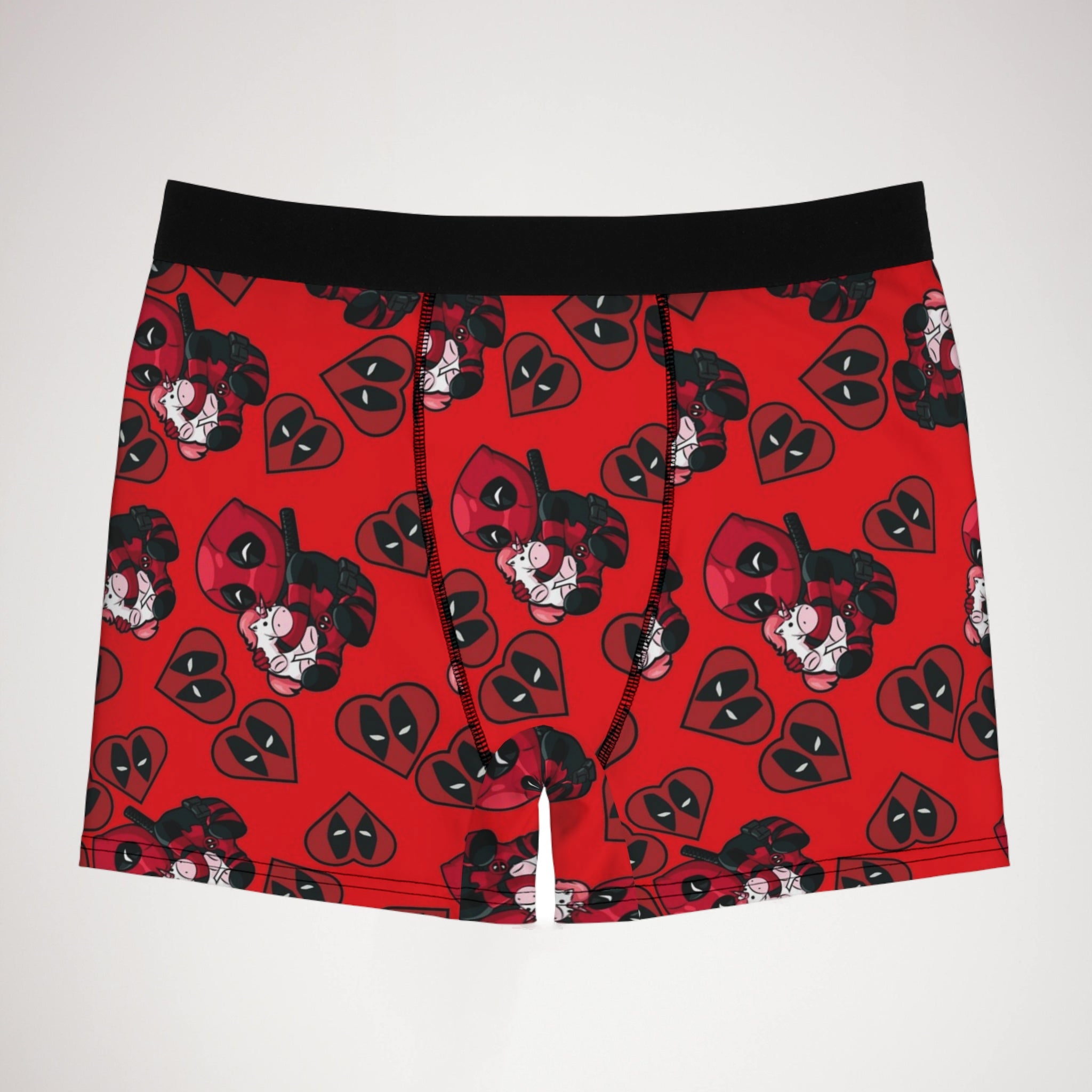 Men's boxer briefs deadpool unicorn hearts valentine love red